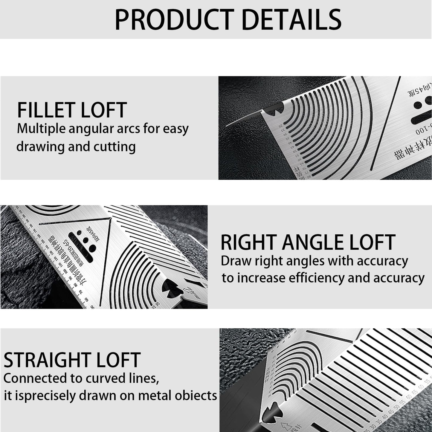Diliwadu 3Pack Angle and Arc Marking Tool Metal Scribe Tool, Adjustable Linear Arc Dual-Purpose Scriber Metal Marking Tool for Pipe Tube Bending