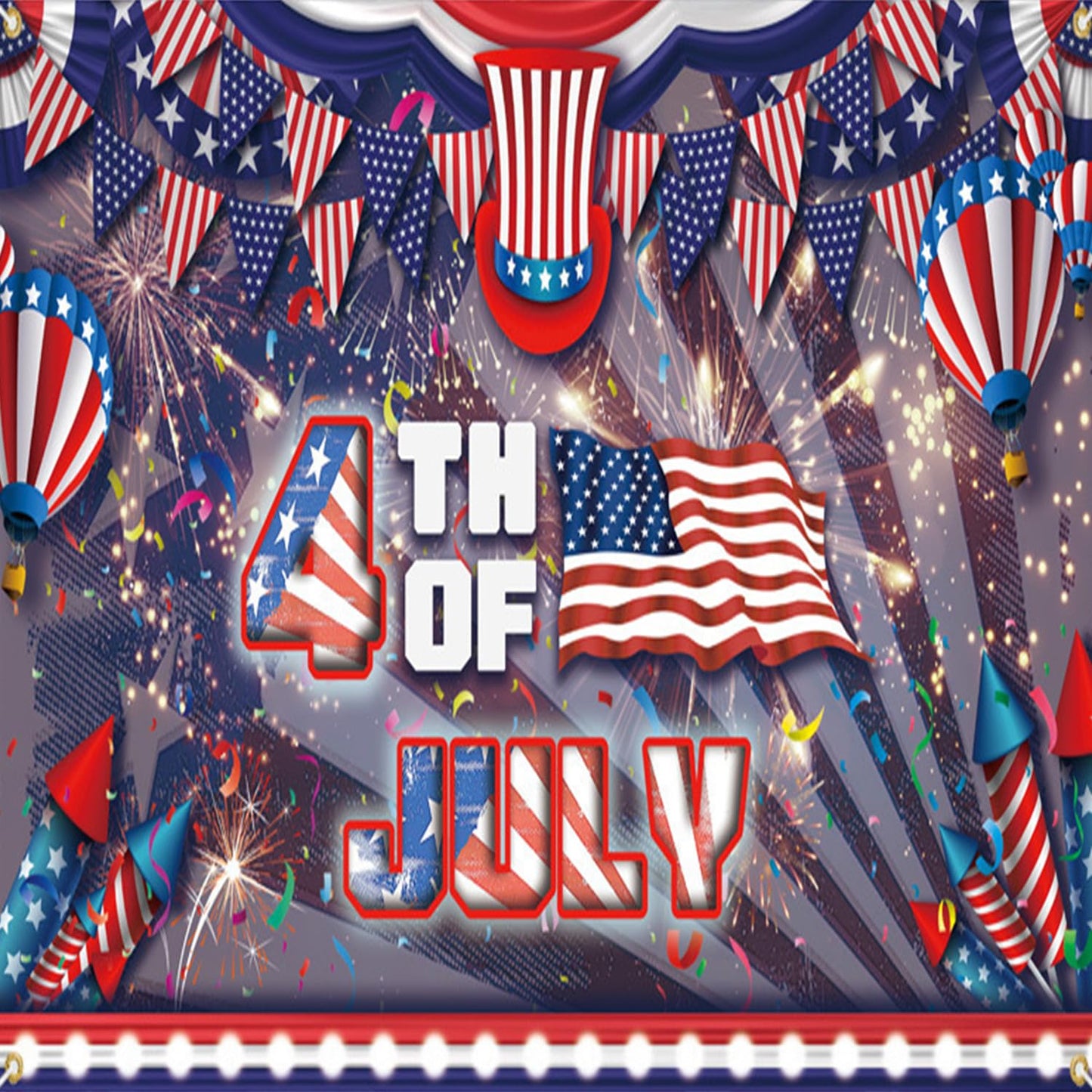 24Pcs July 4th Independence Day Almond Tip Press on Nails Medium Flower Pattern Design Patriotic False Nail Full Cover Glossy Press Ons Acrylic Artificial Fingernails Holiday Stick on Nail for Women
