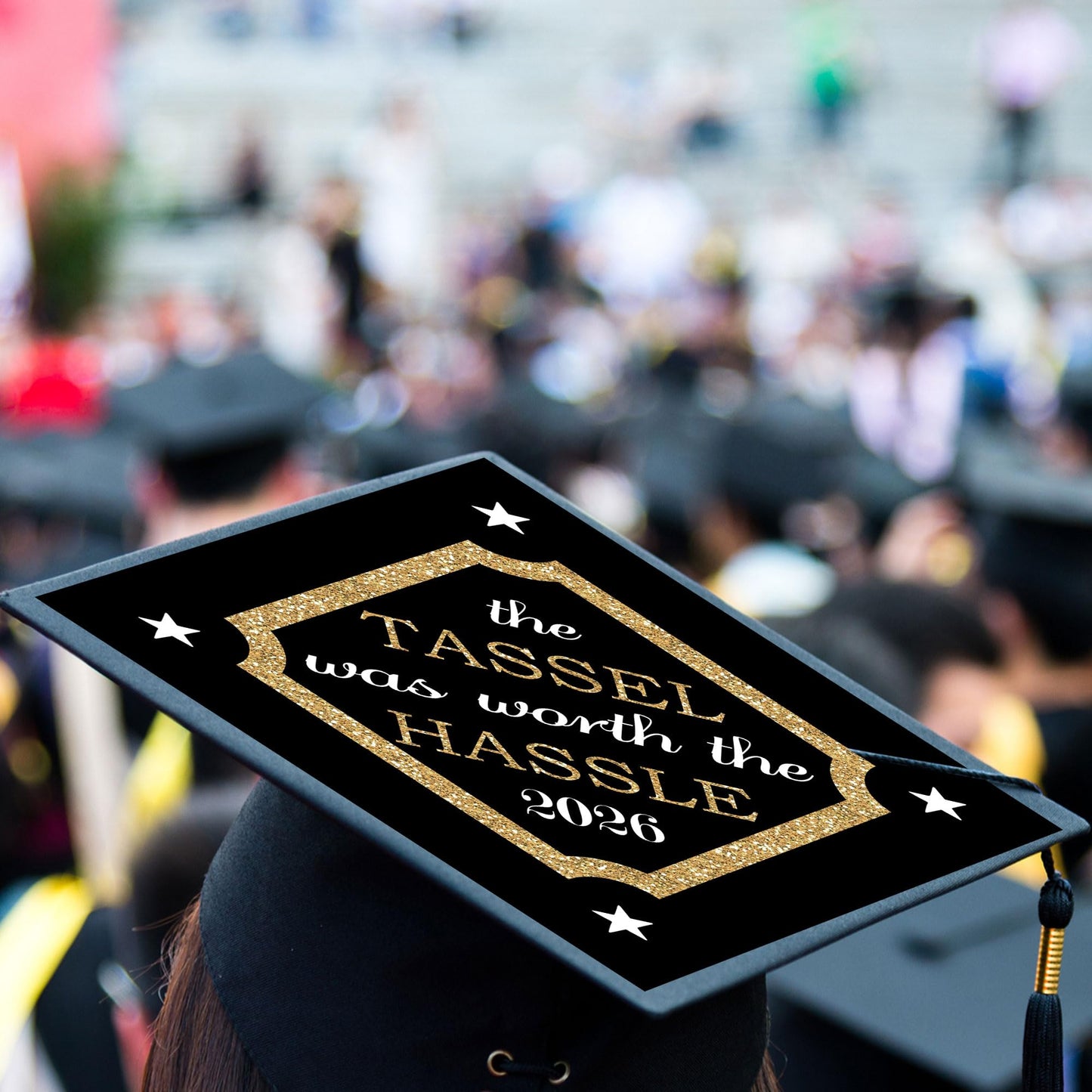 Big Dot of Happiness 2026 Graduation Cap Decorations - Premium Gold Cap Cover Kit, Custom Grad Display, DIY Graduation Cap Topper, Class of 2026 Celebration Set