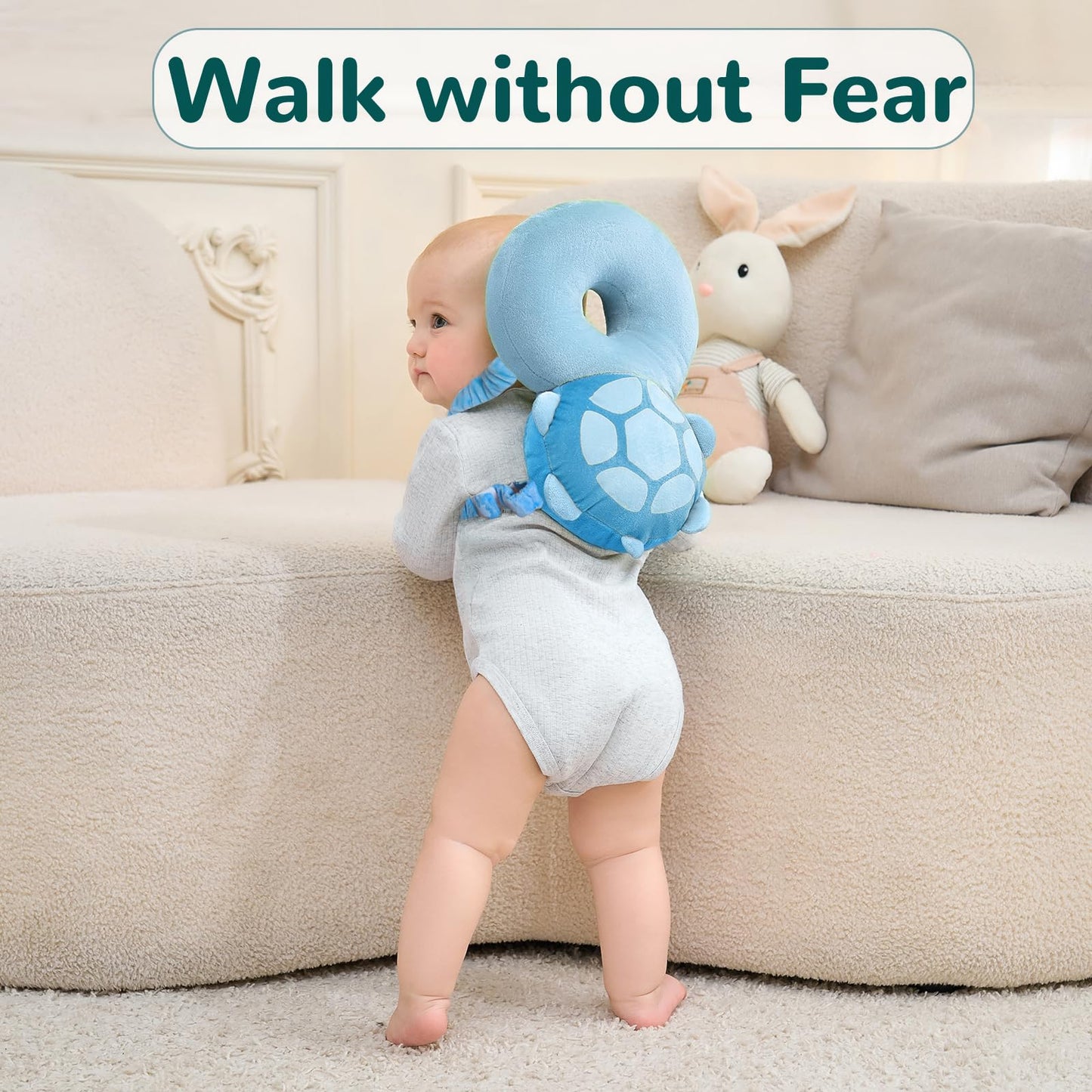 Baby Head Protector Backpack for Falling Crawling and Walking Toddler Essentials Harness Infant Koala Toys Helmets Baby Essentials Must Have 0.5-2 Years (Blue_Turtle)