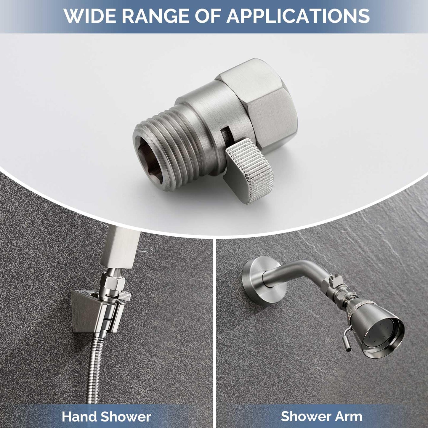 Water Flow Control Valve, Angle Simple Brass Shower Shut Off Valve, Flow Restrictor for Handheld Shower, Bidet Sprayer, Brushed Nickel