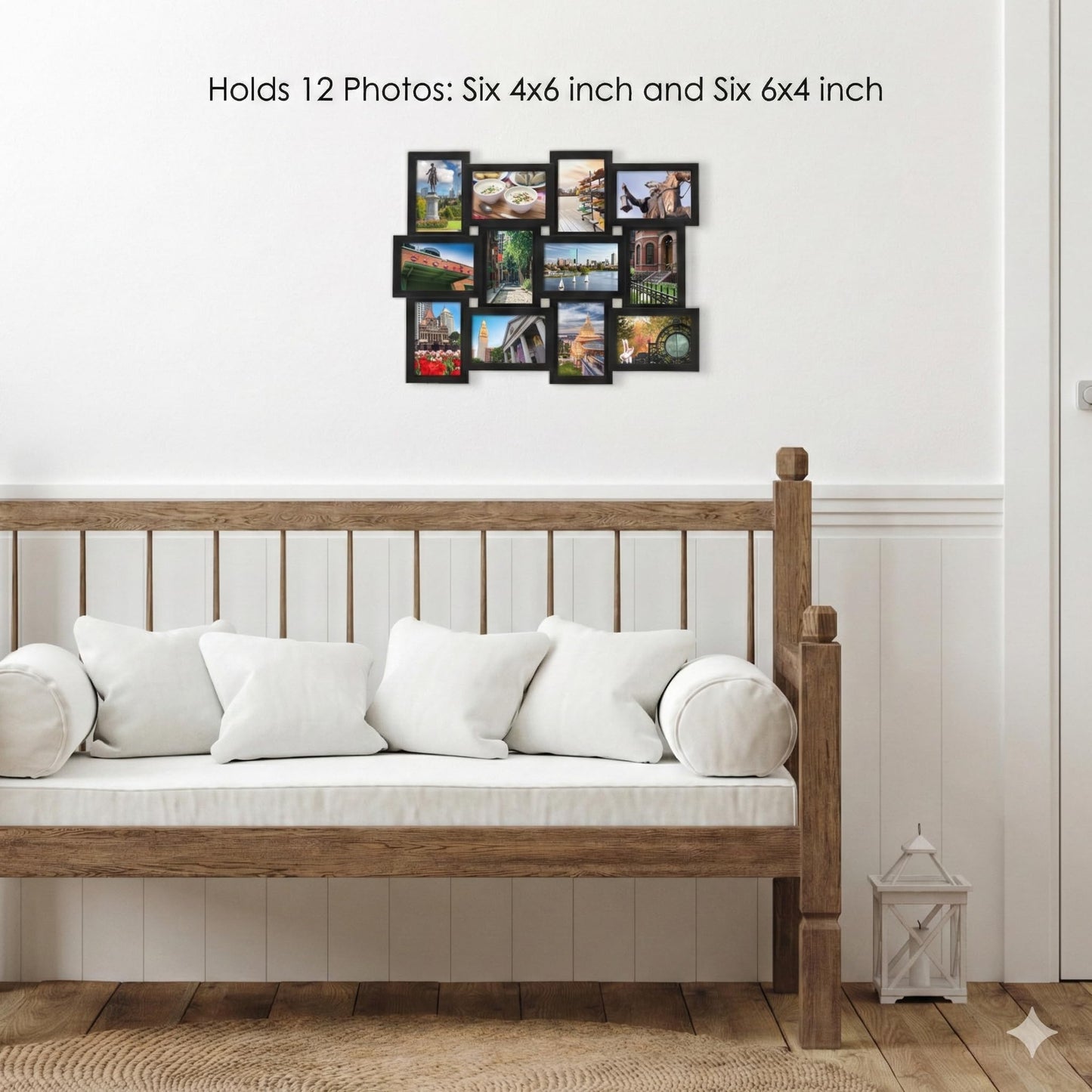 MELANNCO Collage Picture Frame for Wall, Holds 12 Photos - Six 4x6 and Six 6x4 Images, 18x23 Inch Black Plastic Frame, Hang Horizontal or Vertical, Gallery Wall Decor