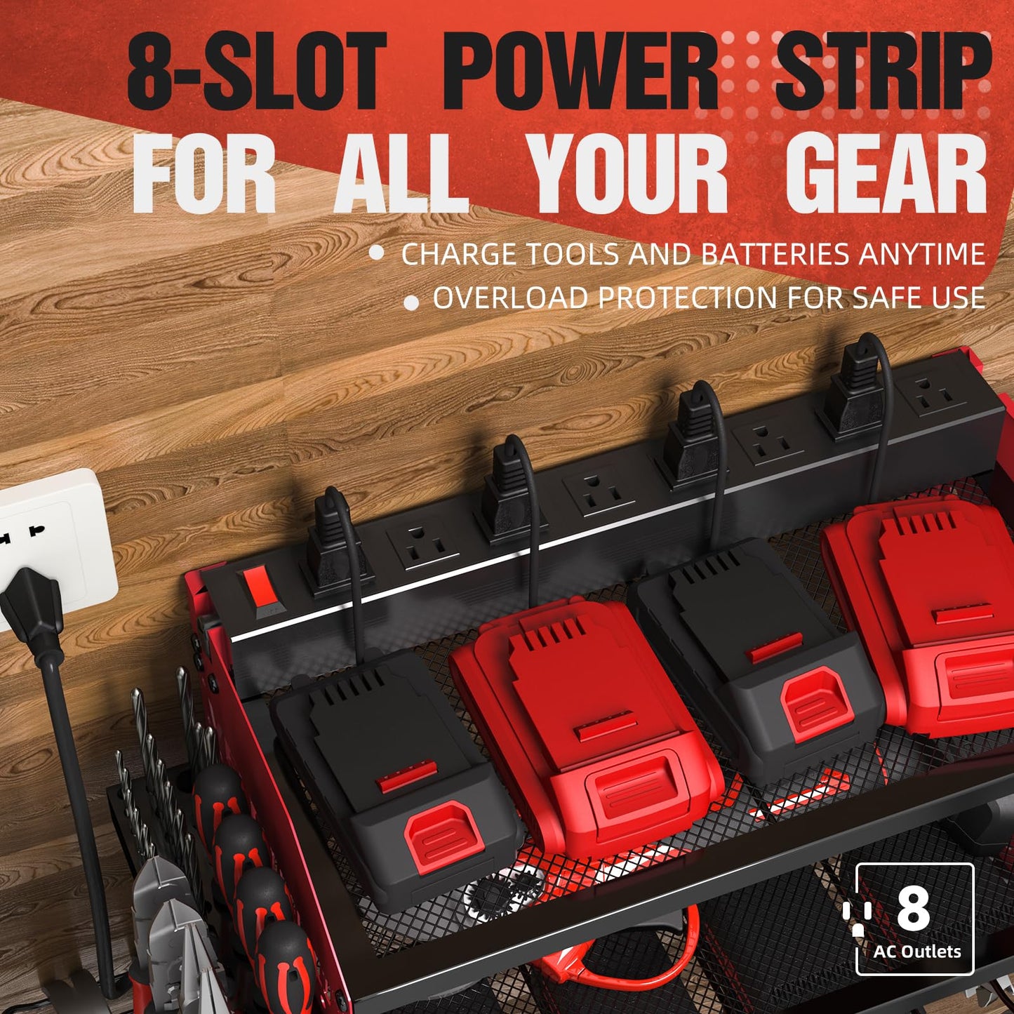 Veitorld Tool Roll Up Bag Power Tool Organizer, Heavy Duty Modular Wall Mount Rack for Garage, Tool Storage Organizer - Christmas Birthday Gifts for Men Dad Him Husband