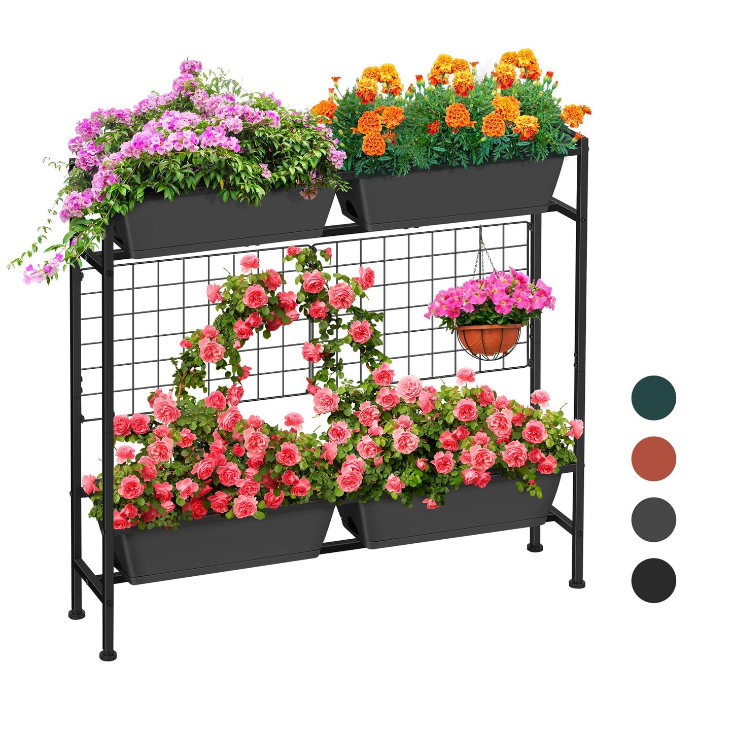 ETELI Vertical Garden Planter Raised Garden Beds with Legs Elevated Garden Planter Boxes with Trellis Patio Balcony Herb Garden Planter Beds Outdoor for Flowers Vegetables, Gray