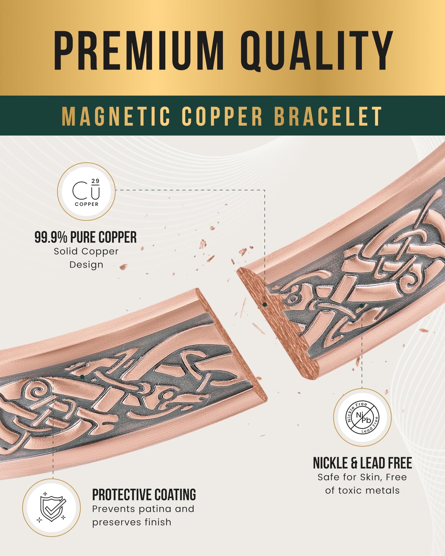 MagnetRX® Magnetic Copper Bracelets for Men – Effective 99.9% Pure Copper Bracelet for Men – Adjustable Copper Magnetic Bracelets (Viking)