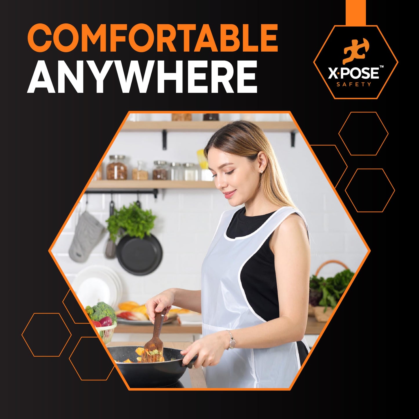 Xpose Safety 100 Pack White Plastic Disposable Bulk Aprons, Individually Wrapped Waterproof Polyethylene Aprons for Cooking, Food Prep & Cleaning, 1 Mil Durable Plastic, 24" x 48"
