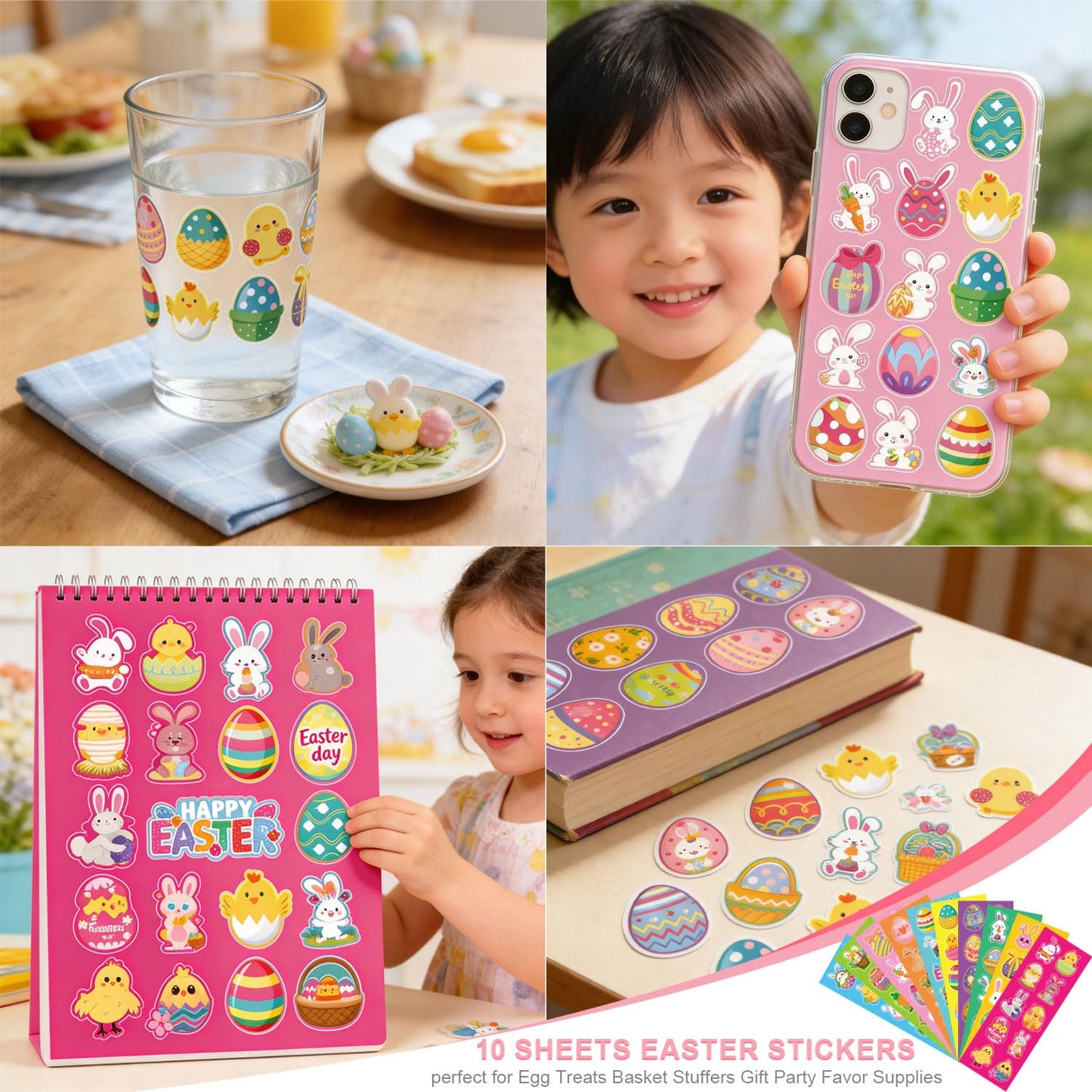 Favuit Happy Easter Party Decorations Kit, Easter Egg Bunny Party Supplies with Banner, Cake Topper, Cupcake Picks, Balloons, Stickers & Hanging Swirls for Home & Classroom