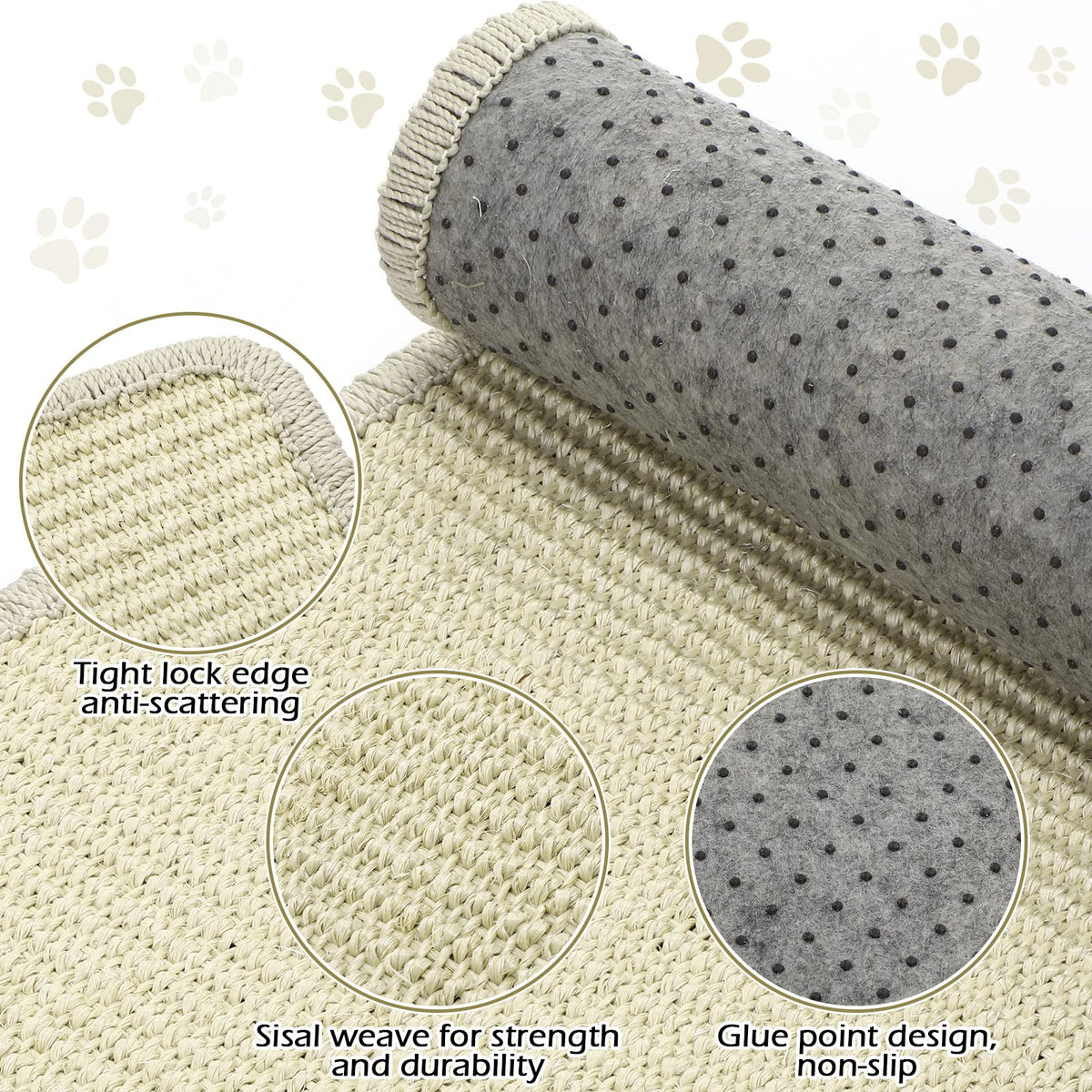Riakrum 2 Pack Large Cat Scratch Pad Sisal Mat 32 x 16 Inches,Beige