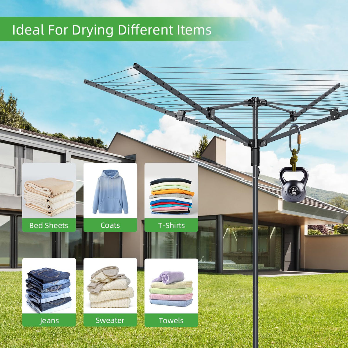 Heavy Duty Outdoor Umbrella Clothesline