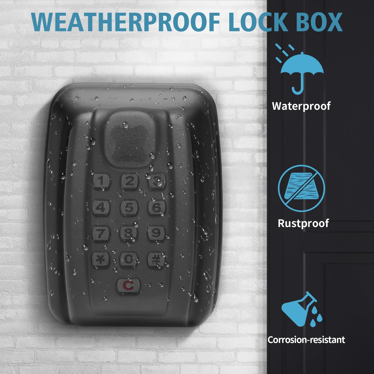 WJYMRO Key Lock Box With Code, Large Capacity 9 Digit Combination Lock Box Wall Mount, Outdoor Weatherproof Security Safe for Homes, Garages, Offices, Realtors