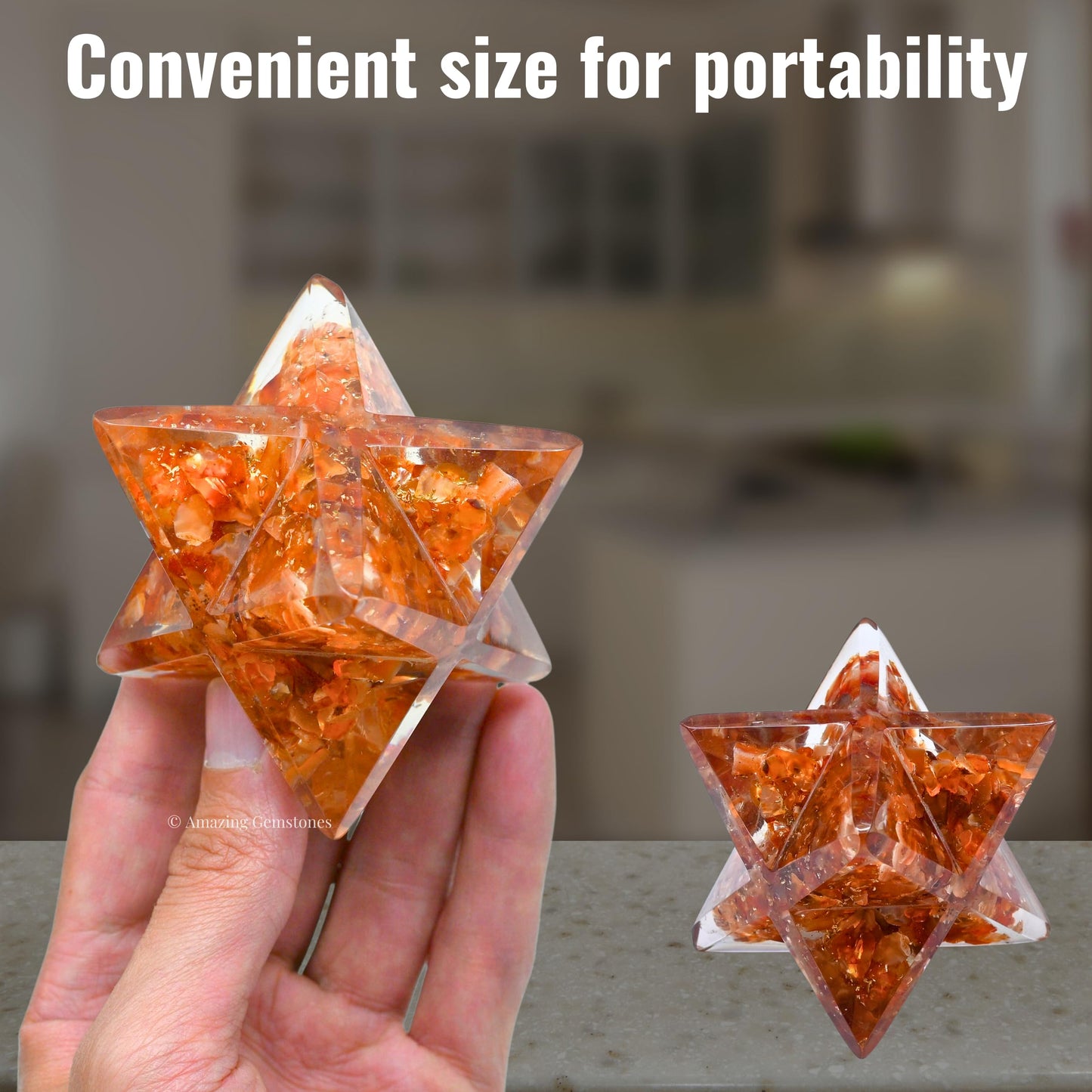 Amazing Gemstone 1 Pcs Carnelian Large Crystal Orgone Merkaba Star for Reiki Healing Meditation and Crystal Grid