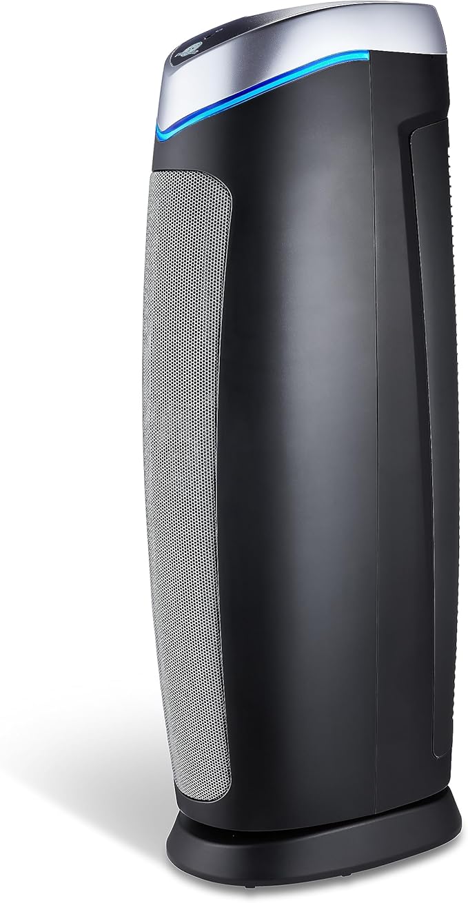 GermGuardian 5-In-1 HEPA Air Purifier for Home, Large Rooms Up To 915 Sq. Ft. with HEPA Pet Air Filter, UV-C Light & Odor Reduction, AC5250PT, 28" Tower, Gray
