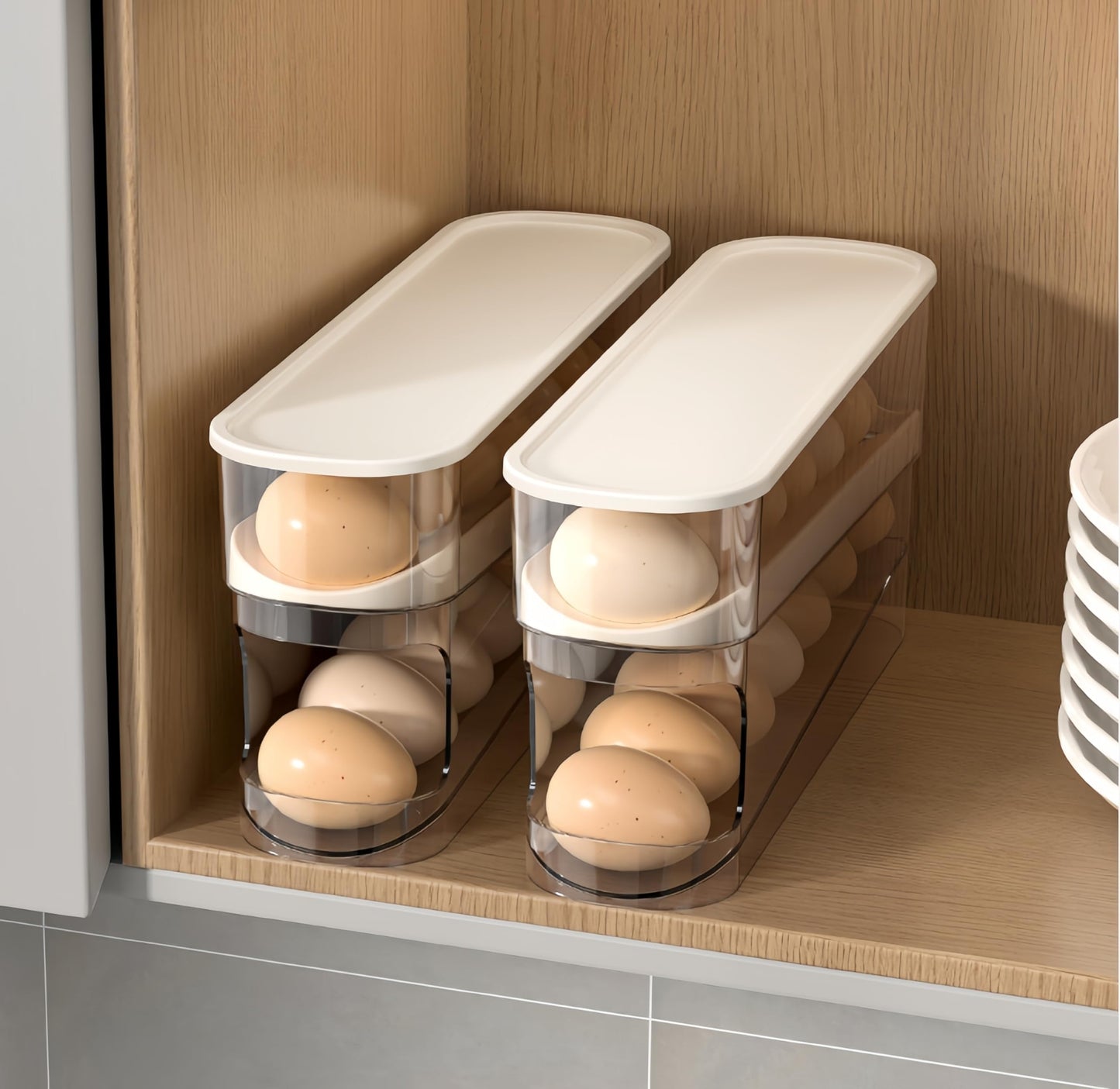 Auto Rolling Fridge Egg Organizer, Space Saving Eggs Dispenser for Refrigerator Storager, Home Egg Holder, 1 pack