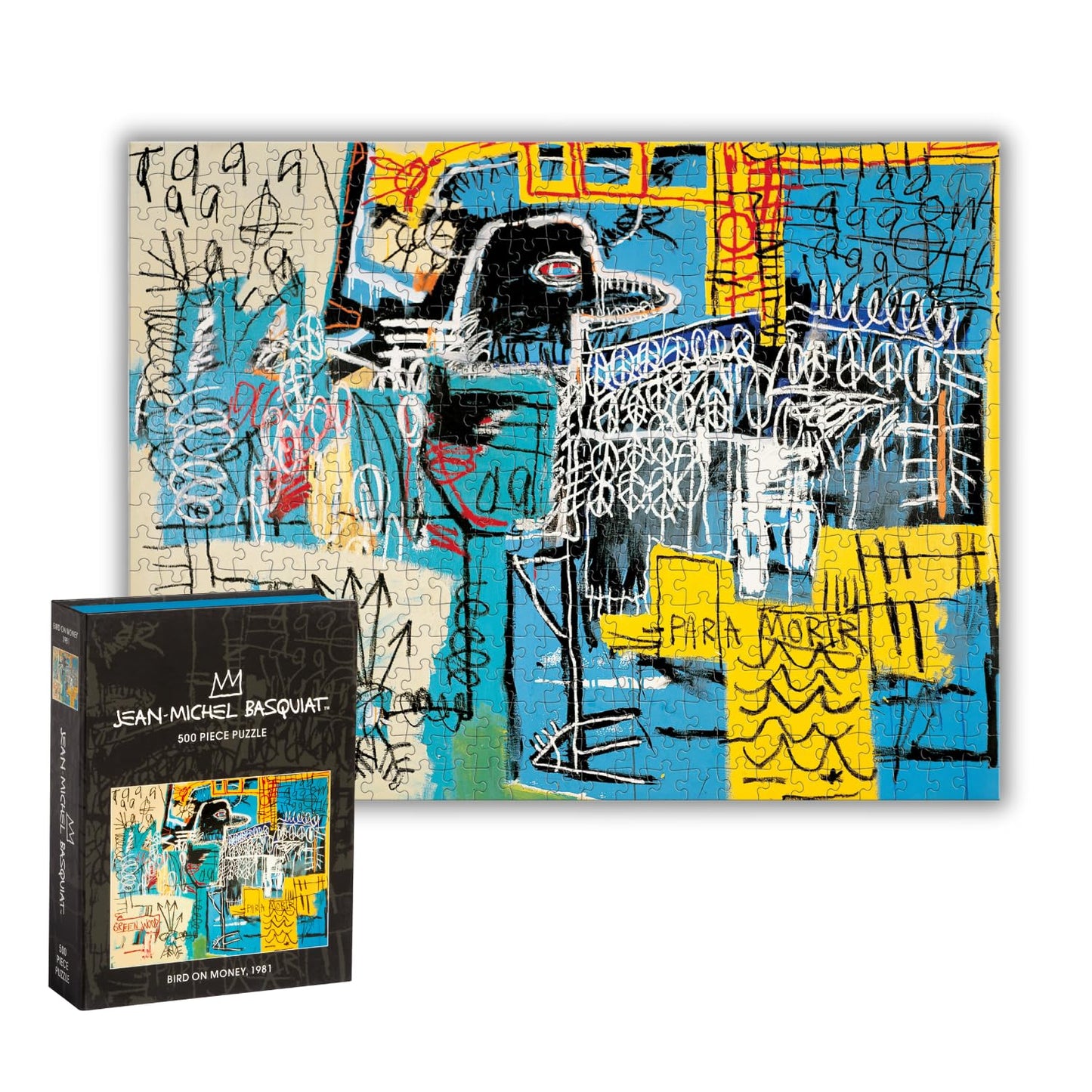 Galison Basquiat Bird On Money – 500 Piece Book Puzzle with Iconic Bird On Money Charlie Parker Tribute Artwork Packaged in Magnetic Keepsake Book Sized Box