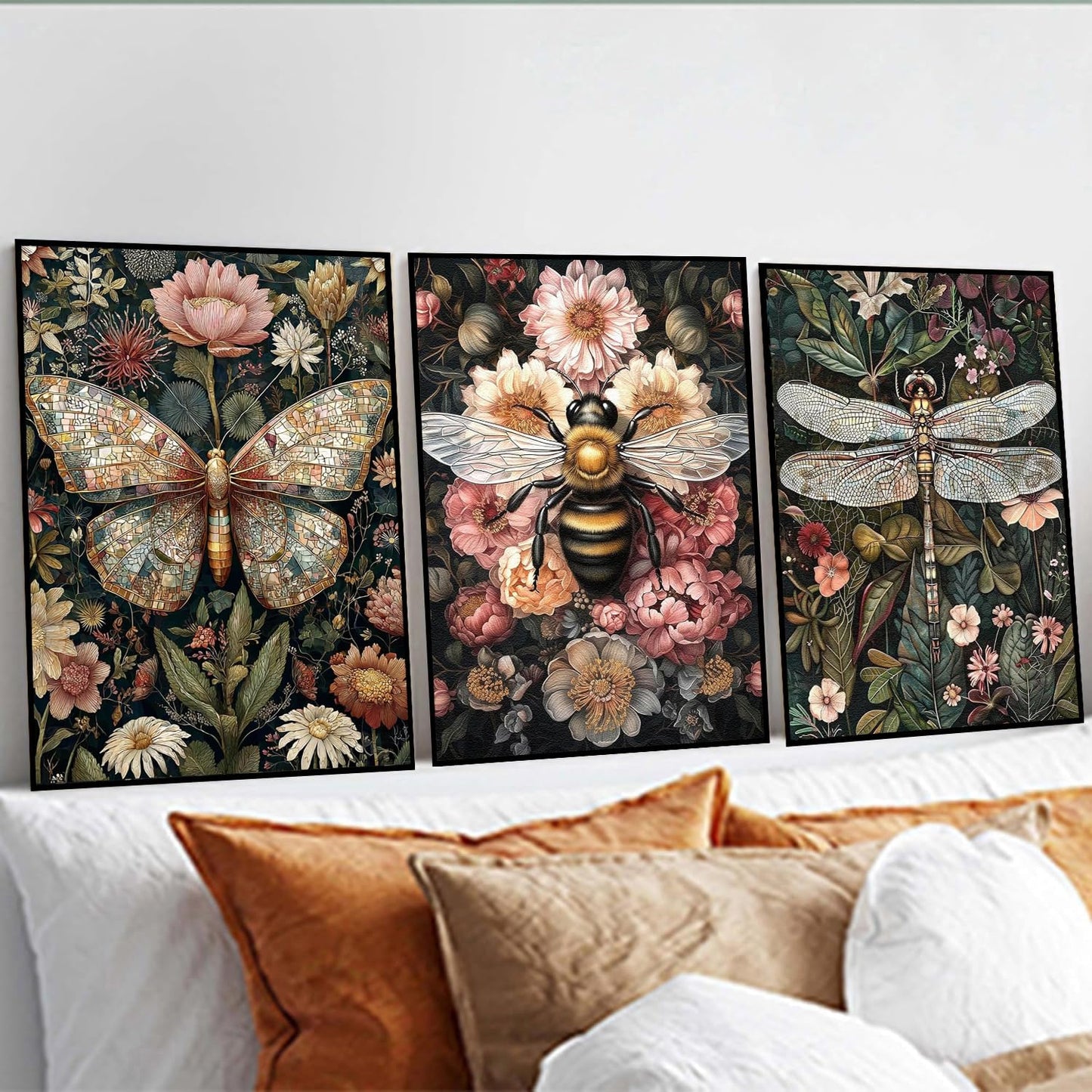 3 Pack Diamond Art Kits for Adults, Bee Diamond Painting Kits for Adults, 5D DIY Round Drill Gem Art Paint with Diamonds Dots Crafts Kits for Home Decor Gift 12x16inch (Bee Butterfly and Dragonfly)