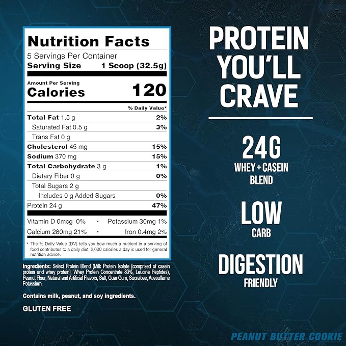 PEScience Select Low Carb Protein Powder, Peanut Butter Cookie, 5 Serving, Whey and Casein Blend, Keto Friendly, Gluten Free, Best Tasting, Clean Isolate for Women and Men
