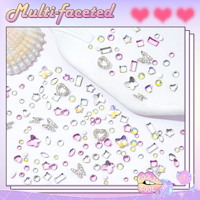 WATRZ Teeth Gem Kit,Tooth Diamonds Gems Kit for Teeth DIY Crystals Tooth Jewelry for Girls DIY Crystal Spider Snake Cross Heart Butterfly Lightning Bolt Pink Purple Black Red for Boys(White)