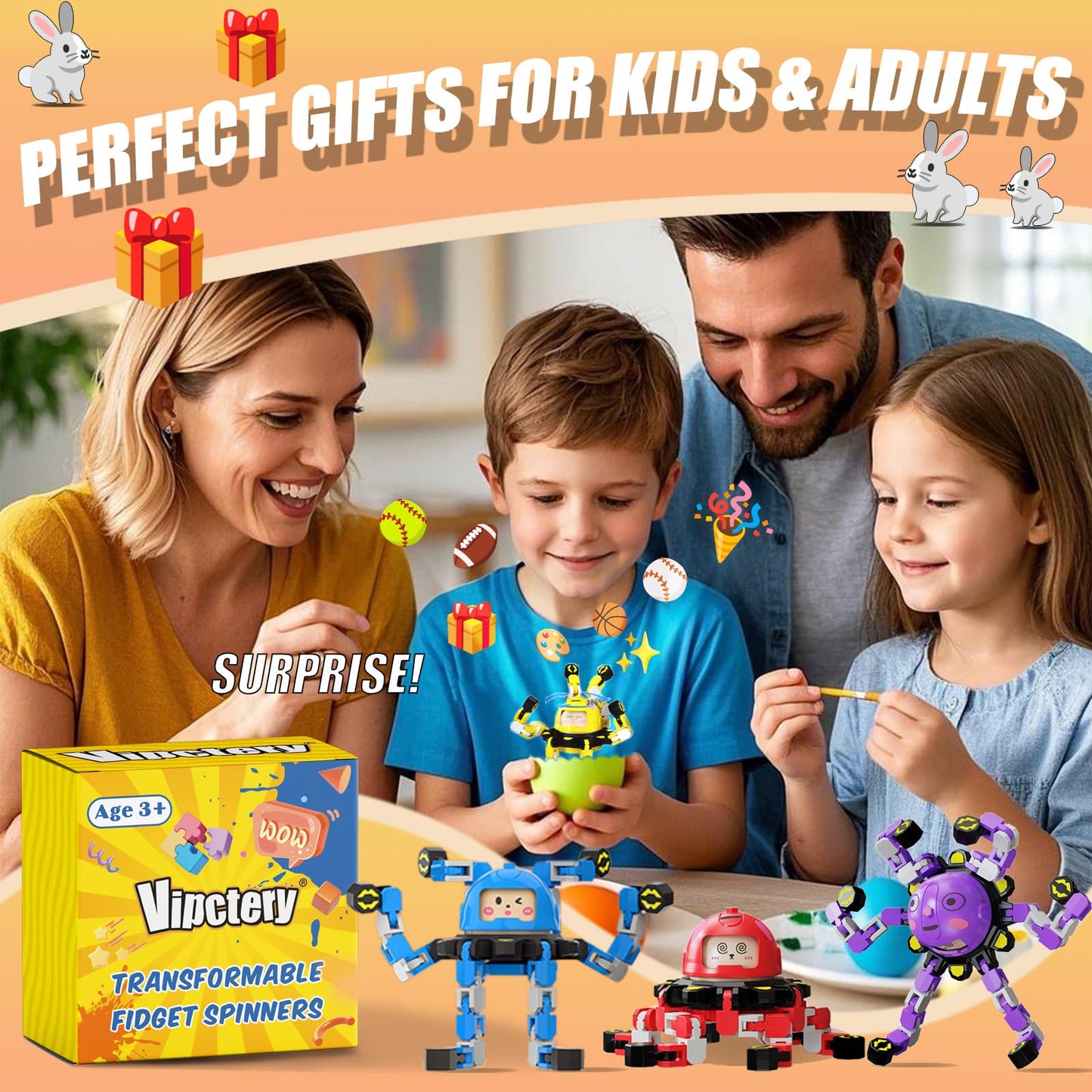 Vipctery Travel Toys Fidget Spinners Fidget Toys For Kids Teens Road Trip Travel Activities Essential Sensory Toys With Autism Adhd Party Favors Birthday Gifts For Boy Girl Easter Basket Stuffers 4Pcs