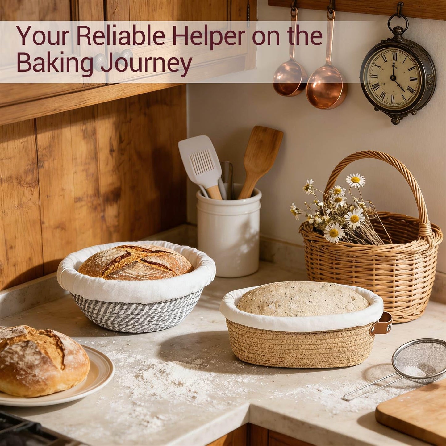 Banneton Bread Proofing Basket, Sourdough Proofing Basket, Oval & Round Proofing Baskets With Liners & Covers, Cotton Rope Sourdough Bread Baskets, Sourdough Bread Baking Supplies