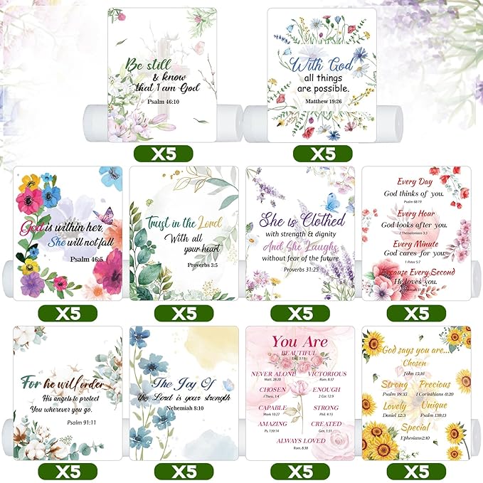 50 Pack Christmas Christian Religious Gifts Bulk Lip Balms for Women Men Church Party Favors Bible Verse Lip Balms with Scripture Gifts for Coworkers Staff Employee Christmas Stocking Stuffers