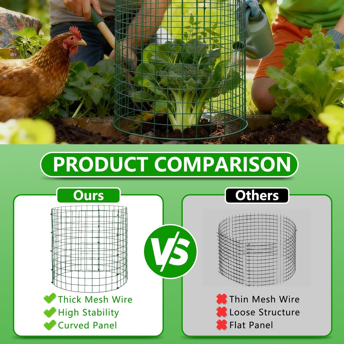 4 Pack Plant Protectors from Animals, 12''x12'' Metal Plant Cages for Outdoor Plants, Garden Plant Protector with Stakes & Zip Ties, Keep Rabbits Squirrels Out, Plant Cage for Flowers Vegetables