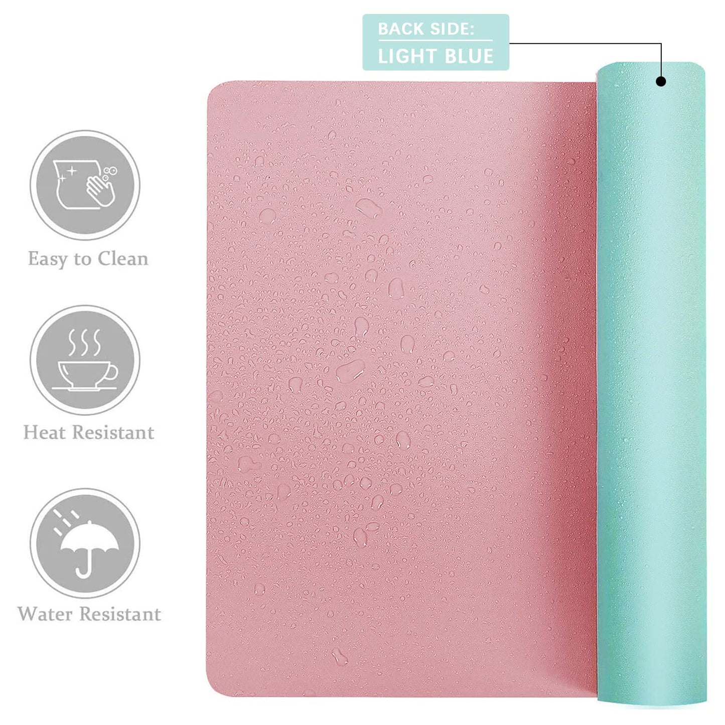 Desk Mat Large Protector Pad - Multifunctional Dual-Sided Office Desk Pad,Smooth Surface Soft Mouse Pad, Waterproof Desk Mat for Desktop, Pu Leather Desk Cover for Office/Home(Pink, 36" x 17")