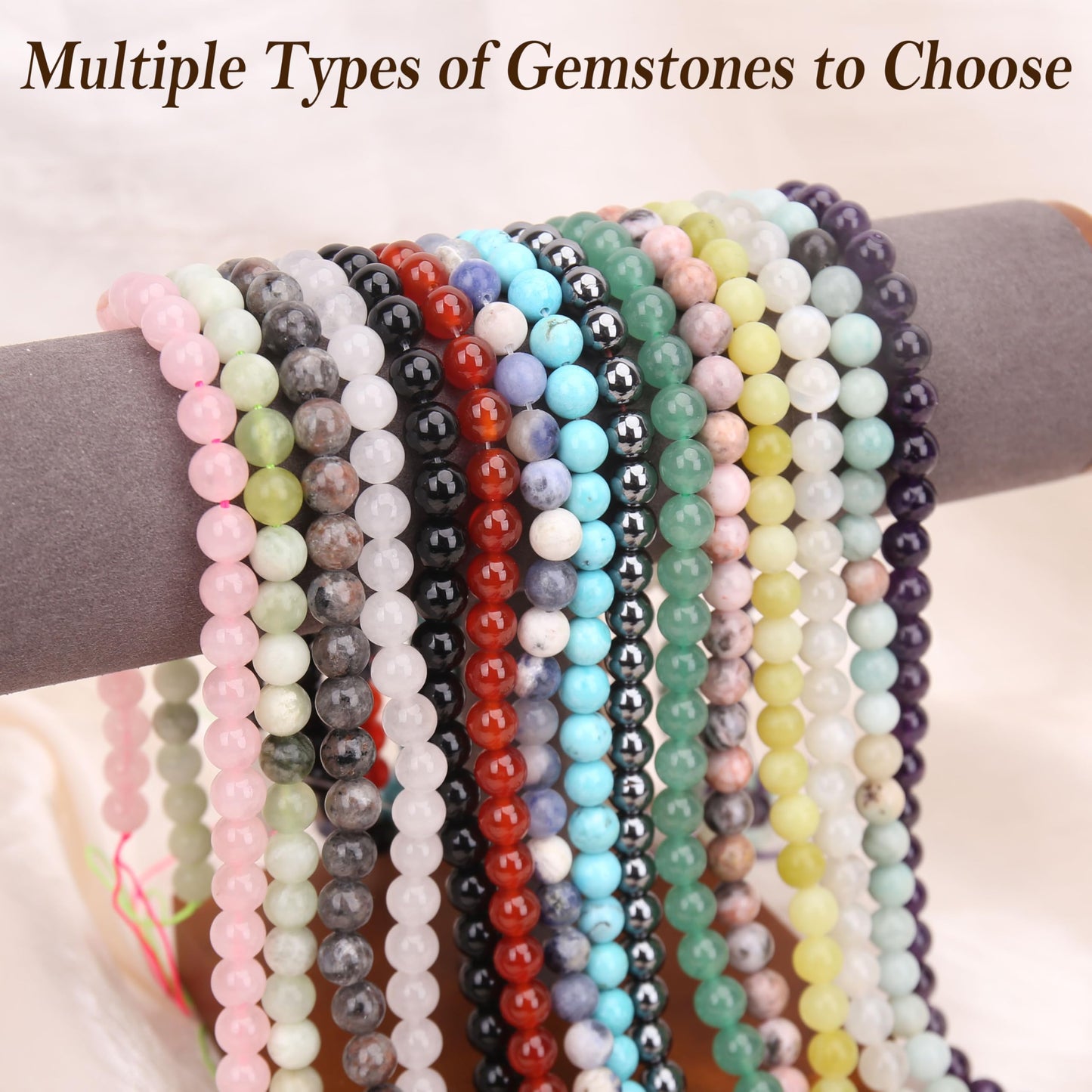 Aurehen Natural Gemstone Beads with Thread Needle Card as Complete Jewelry Making Kit, 120PCS 6mm Genuine Round Loose Energy Stone Spacer Beads, Smooth Healing Crystals for DIY Crafts (Lemon Jade)