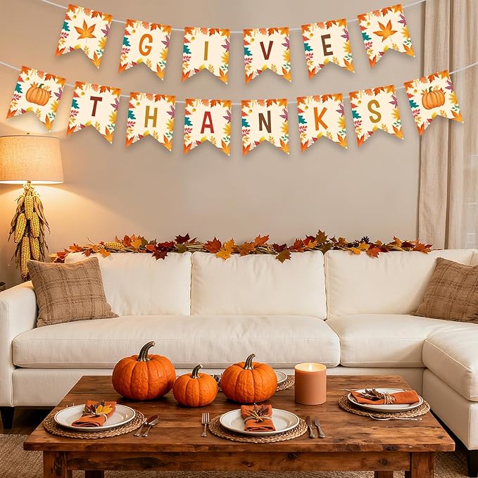 Give Thanks Fall Thanksgiving Garland Banner Kit