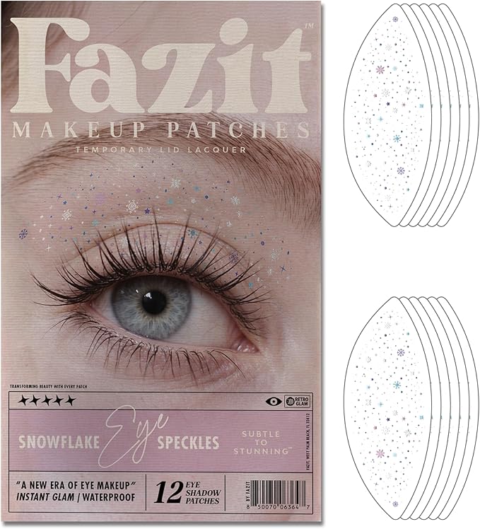 Fazit Makeup Patches - Snowflake Eye Speckles - Glow Up Make-Up Patches - Cute Glitter Makeup Accessories for Women - Cosmetic Glitter for Face