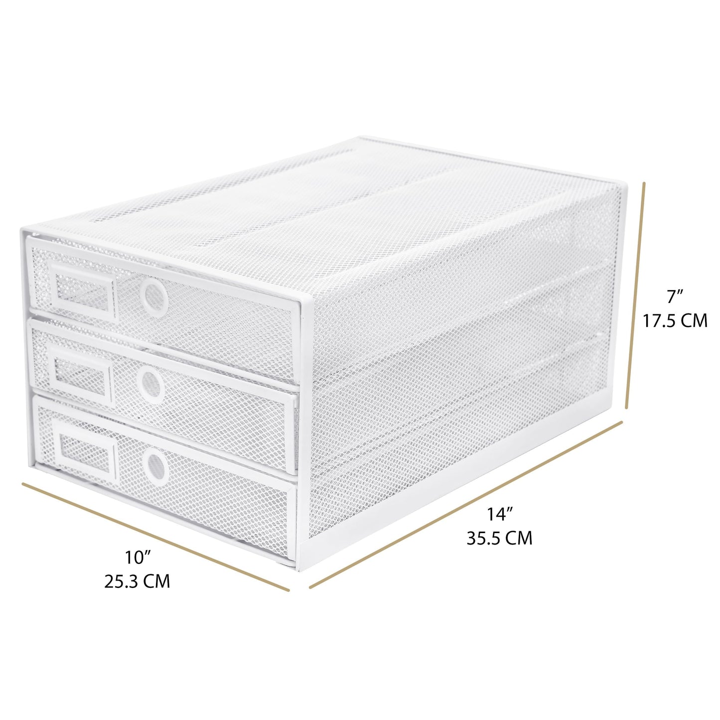 Exerz Paper Sorter 3 Drawer Wire Mesh A4 / Desk Multifunctional Desk Organiser/Multi-Layer Letter Tray - for Documents, Magazines, Notebooks and Letter (White)