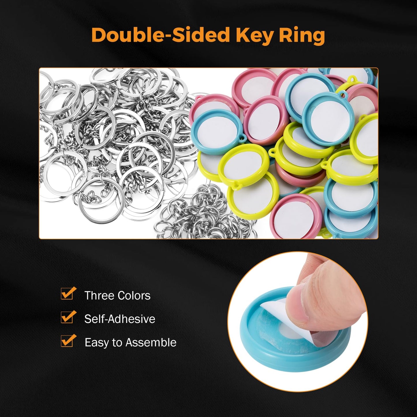 BEAMNOVA 50 Sets of Button Maker Supplies for 32mm 1.26 in (1-1/4 inch) Double-Sided Keychain Metal Parts for Hand Press Round Badge Crafts Making Machine