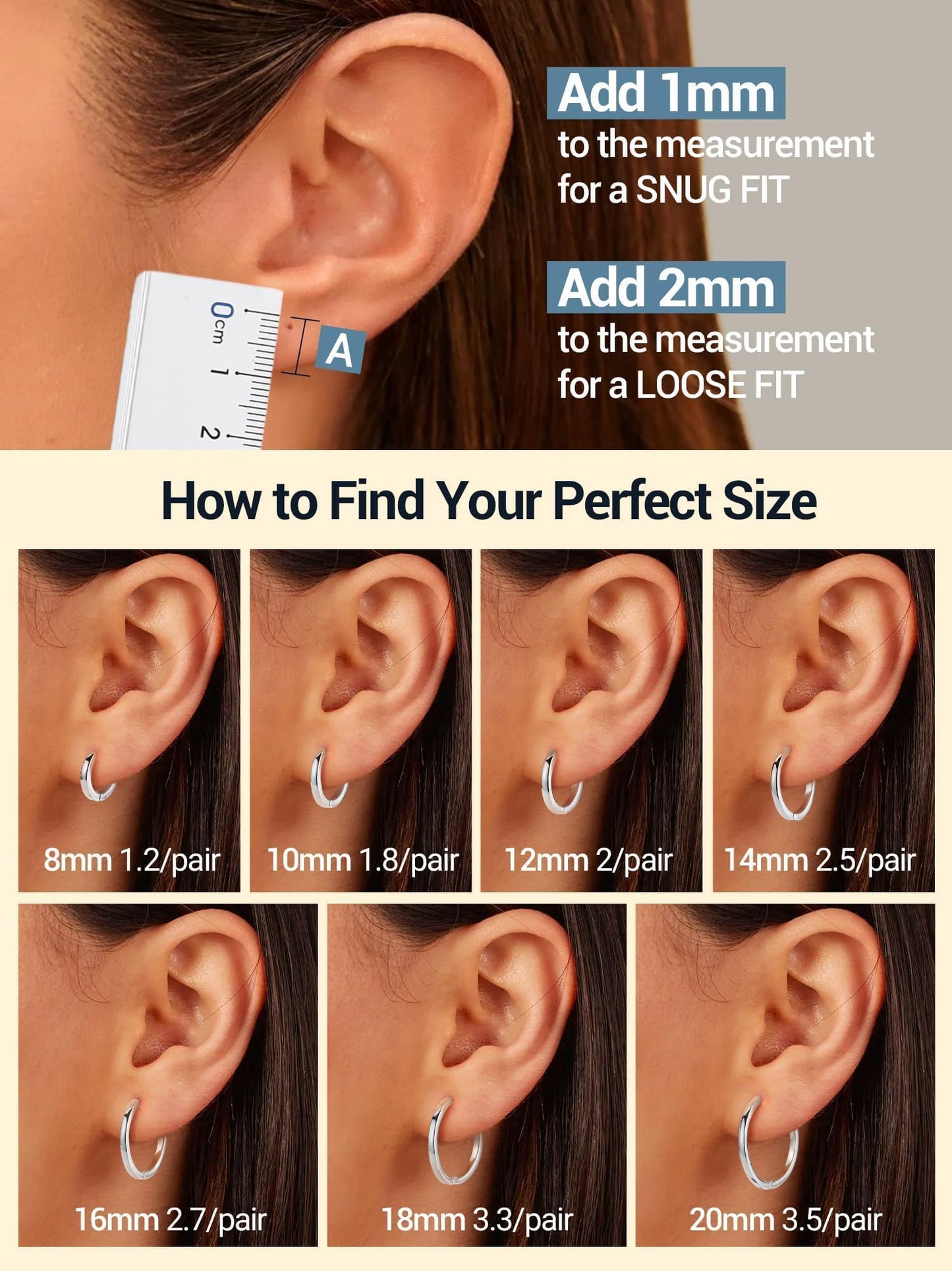 Silver Hoop Earrings For Women Hoops Earring Hypoallergenic 8mm Tiny Huggie Jewelry Non Tarnish Cartilage Piercing Waterproof Ear Earings