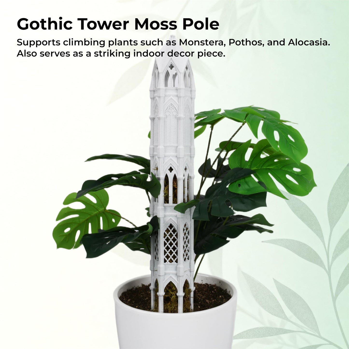 Gothic Tower Moss Pole – Modular Stackable Self-Watering Indoor Climbing Plant Totem, Can Be Used as Moss Pole, Plant Stake or Climbing Support