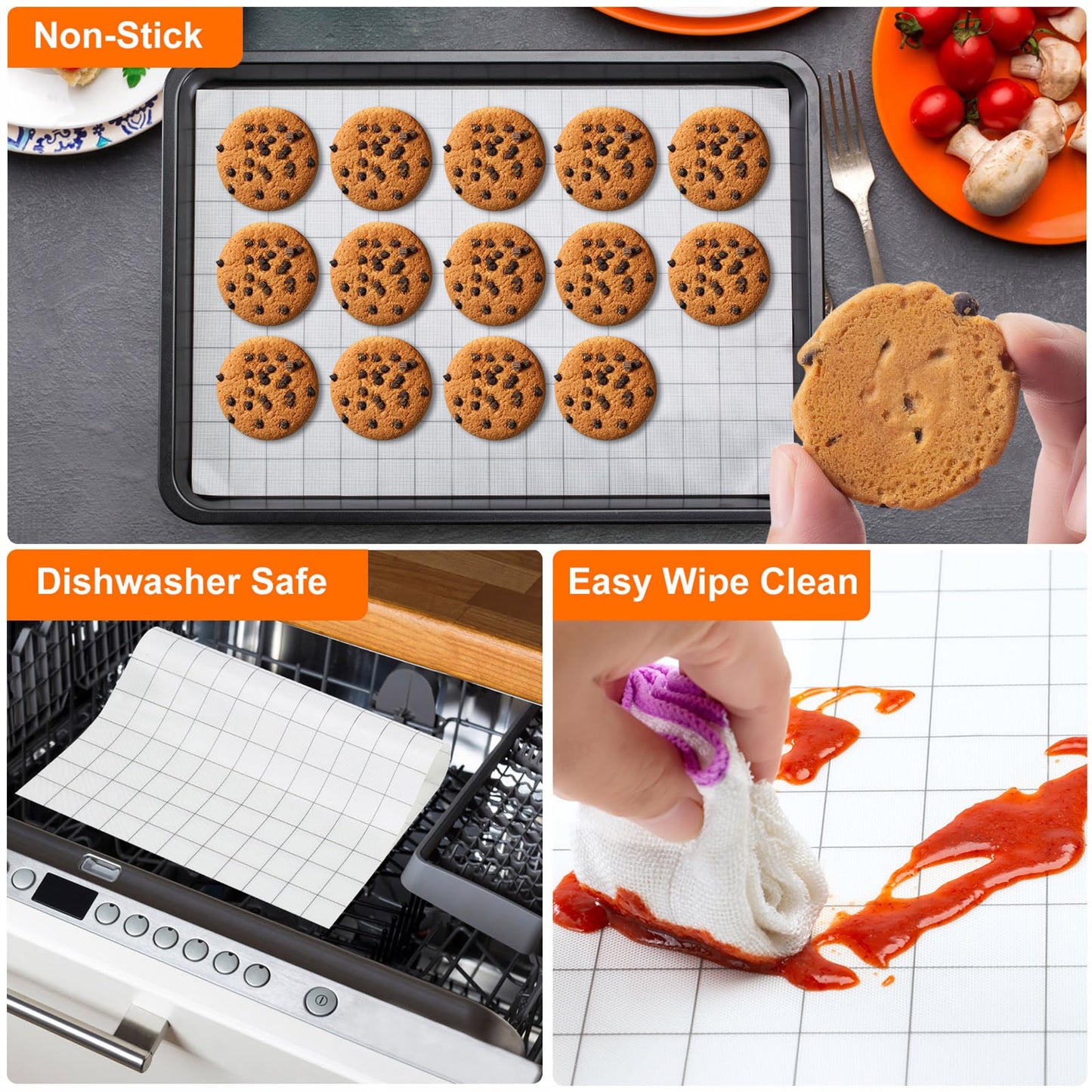 Silicone Baking Mat Roll, 12IN*5.25FT Non Stick Heat Resistant Baking Mats,No Slip Reusable Freeze Dryer Mat,Pastry Mat,Countertop Mat, Cut to size fit different Sharp Oven Pans Dishes Tins, White