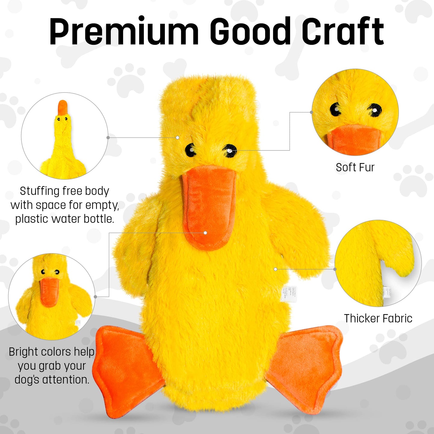FGA MARKETPLACE Duck Flat NO Stuffing NO Squeak Plush Dog Toy, Funny Style Will Entertain Your Pet for Hours, Recommended for Small and Medium Dog 21 INCH Long
