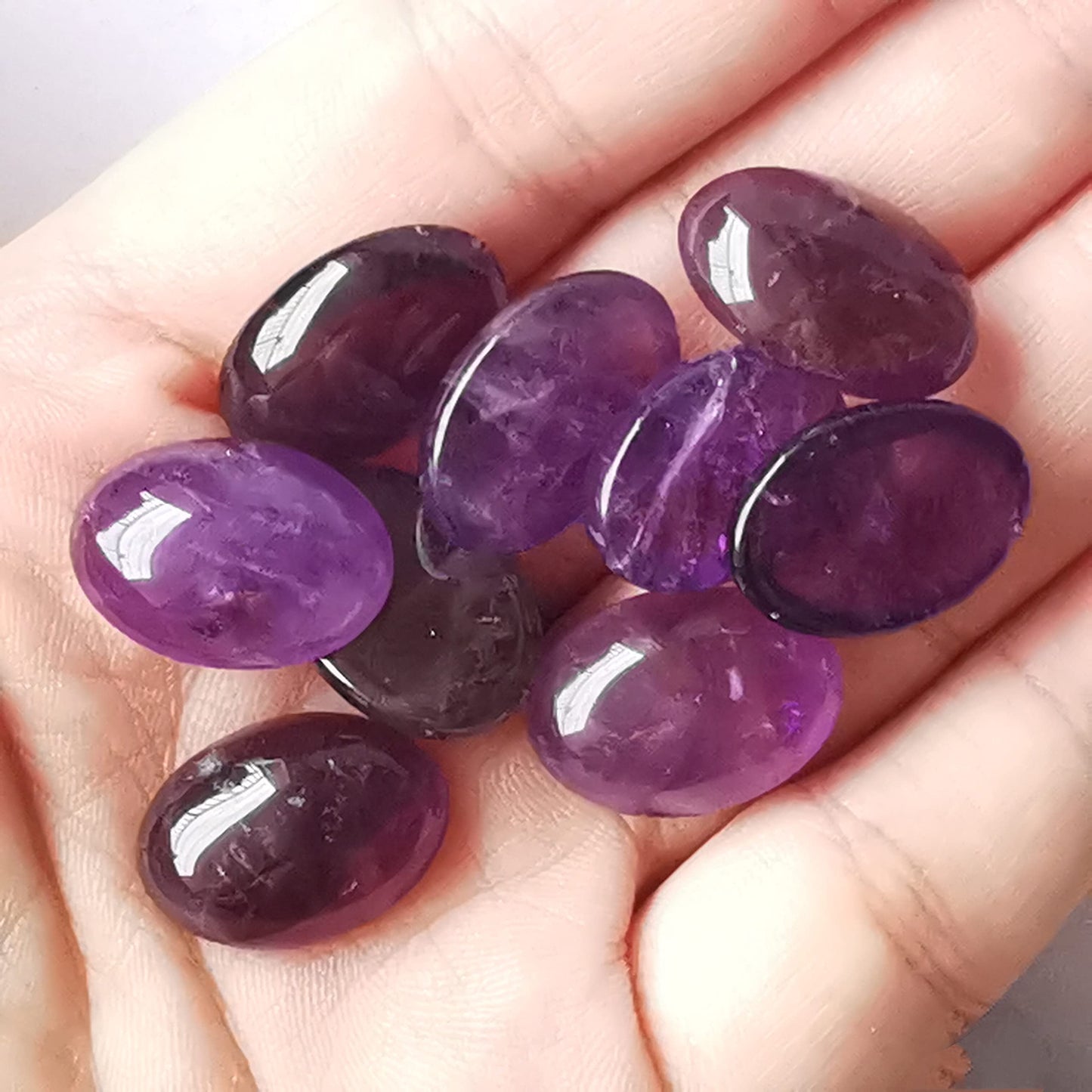 Bacatgem 7 Pcs Amethyst Oval Cabochons Flatback Crystal Stone Gemstones Beads for Jewelry Making DIY,18x13mm