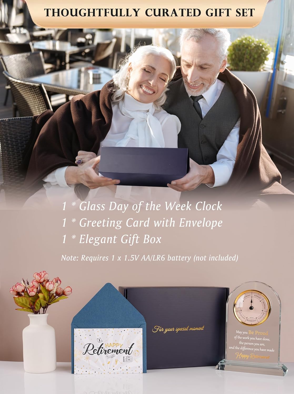 DEEWISH Retirement Gift for Women Men, Days of The Week Desk Clock, Happy Retirement Plaque Gifts for Coworkers Boss, Going Away Gift for Retired Friends, Farewell Presents for Teacher Doctor Nurses