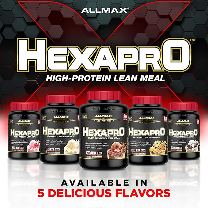 ALLMAX HEXAPRO, Chocolate Peanut Butter - 2 lb - 25 Grams of Protein Per Serving - 8-Hour Sustained Release - Zero Sugar - 21 Servings