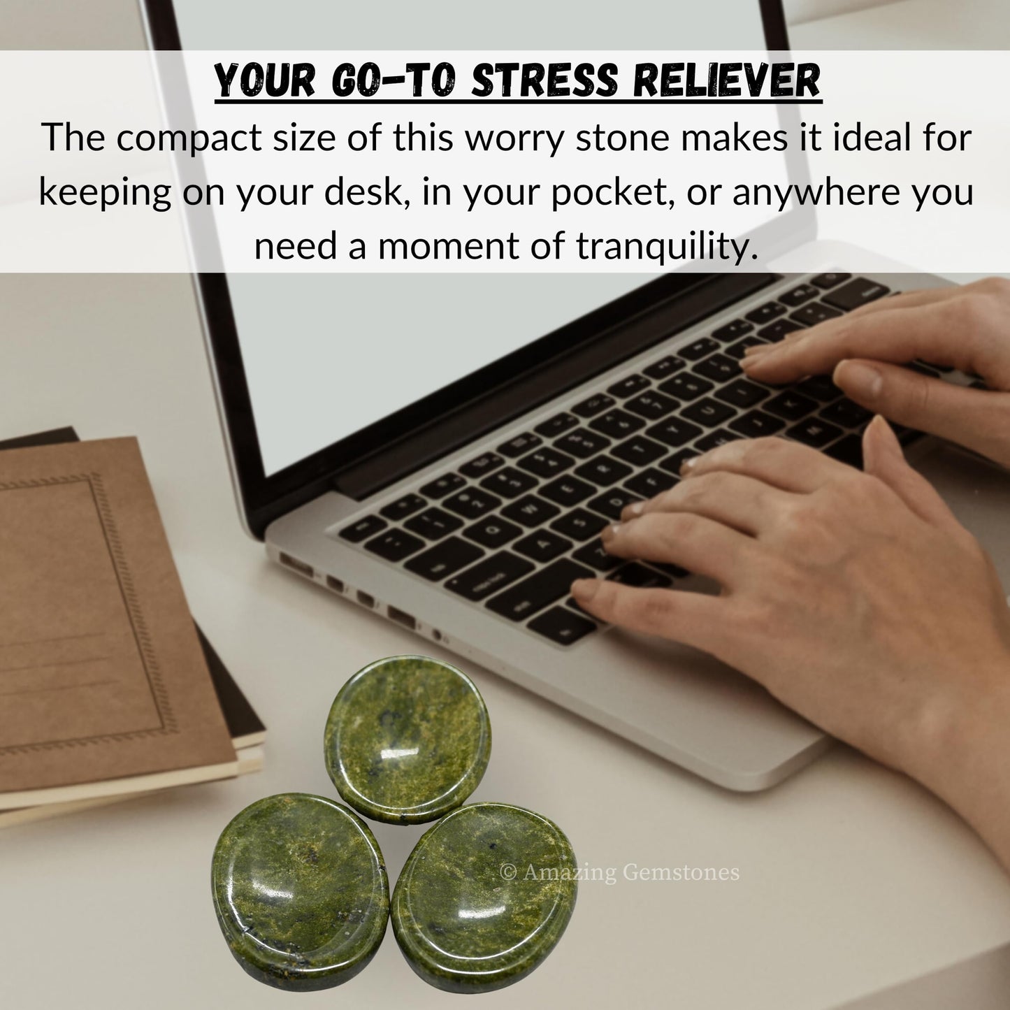 Amazing Gemstone Vesuvianite Worry Stone Crystals and Healing Stones - Stones for Stress Relief - Piedra Crystal Fidget for Meditation, Relaxation - Unique Stocking Stuffers and Birthday Gift
