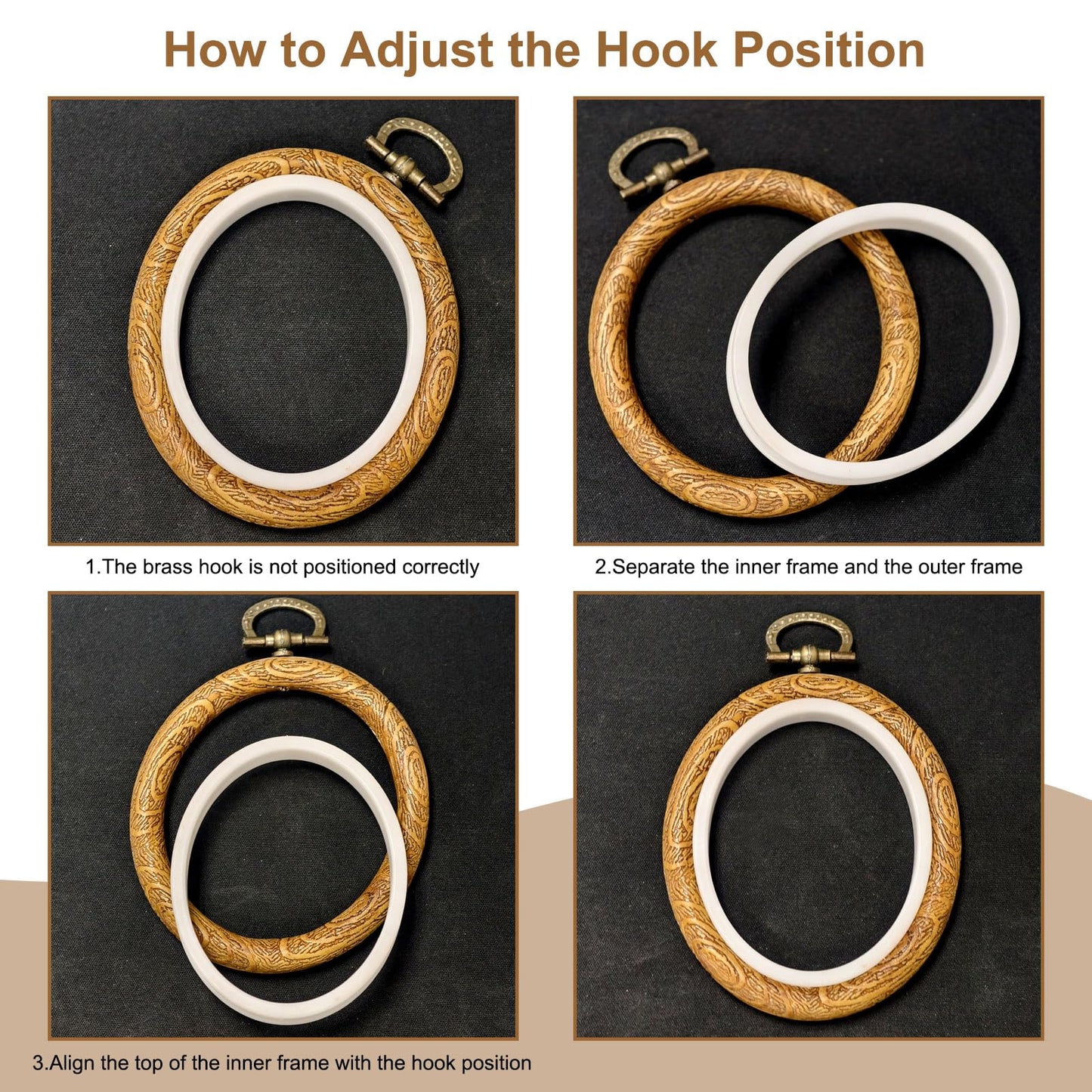 PATIKIL 10 Pieces 6.3"x4.7" Embroidery Hoops Frame Imitated Wood Oval Cross Stitch Hoop Ring for Embroidery Art Craft Handy Sewing Decoration