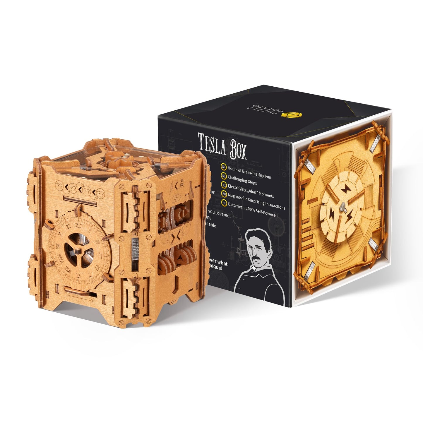 Puzzle Potato Tesla Box - Electronic Puzzle Box - Escape Room Game in a Box - Brain Teaser - 3D Wooden Puzzle for Adults - Money Puzzle Box for Cash Gift - Birthday GiftBox MoneyBox