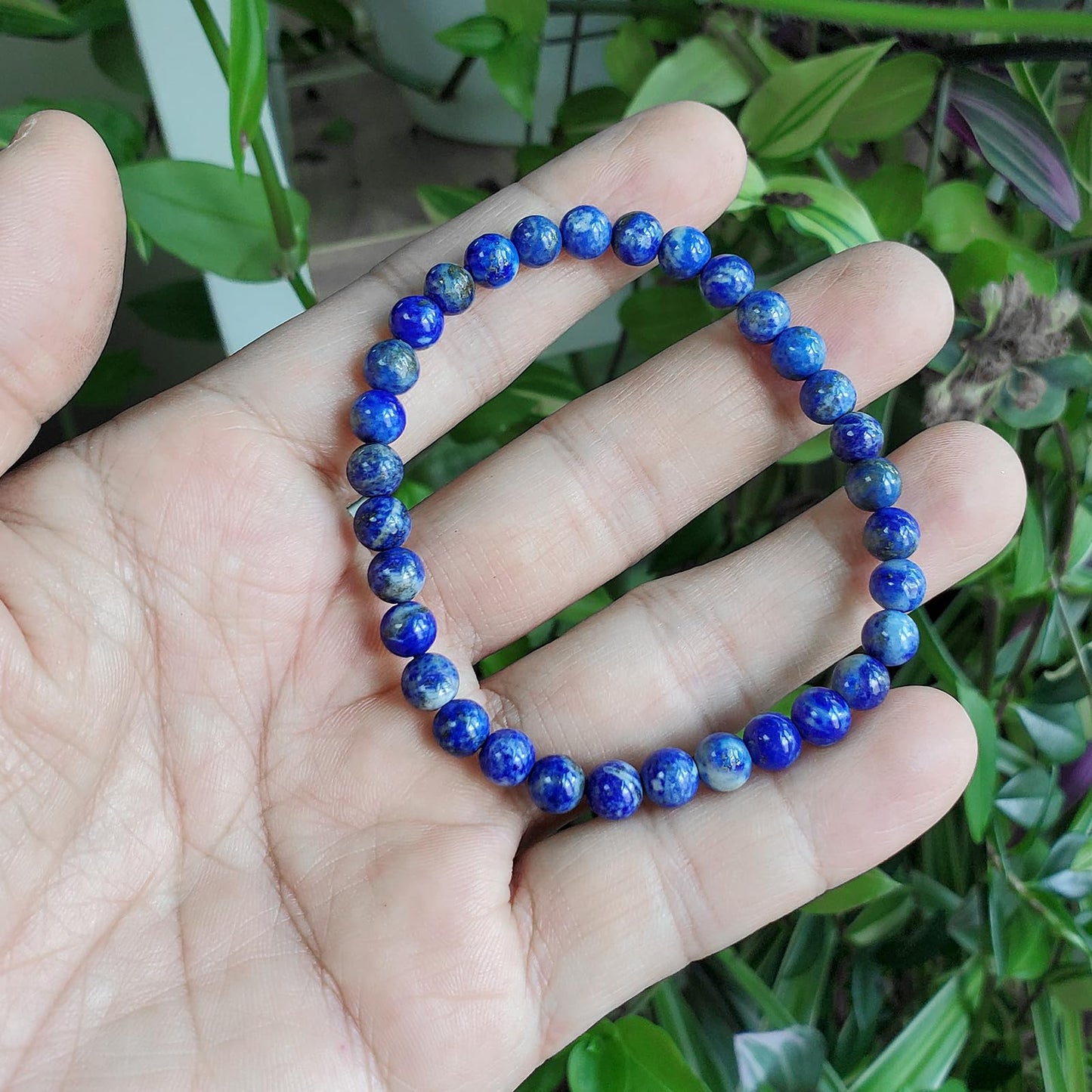 chengmu 6mm Lapis Lazuli Stretch Bracelet Round Stone Beads Semi Gemstone for Crystal Beaded Elastic Bracelet 7.5"