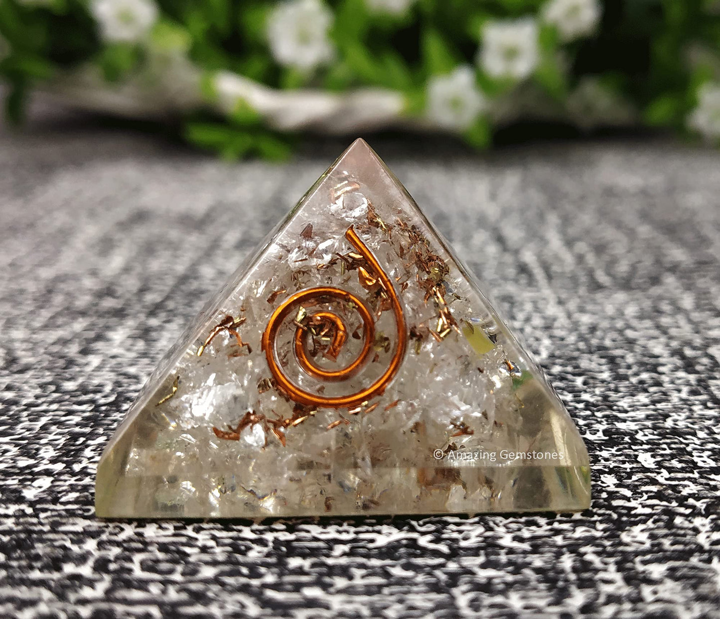 Amazing Gemstone Clear Quartz Orgone Pyramid - 30mm Small Orgonite Pyramids with Crystals and Healing Stones - Authentic Organite Gifts
