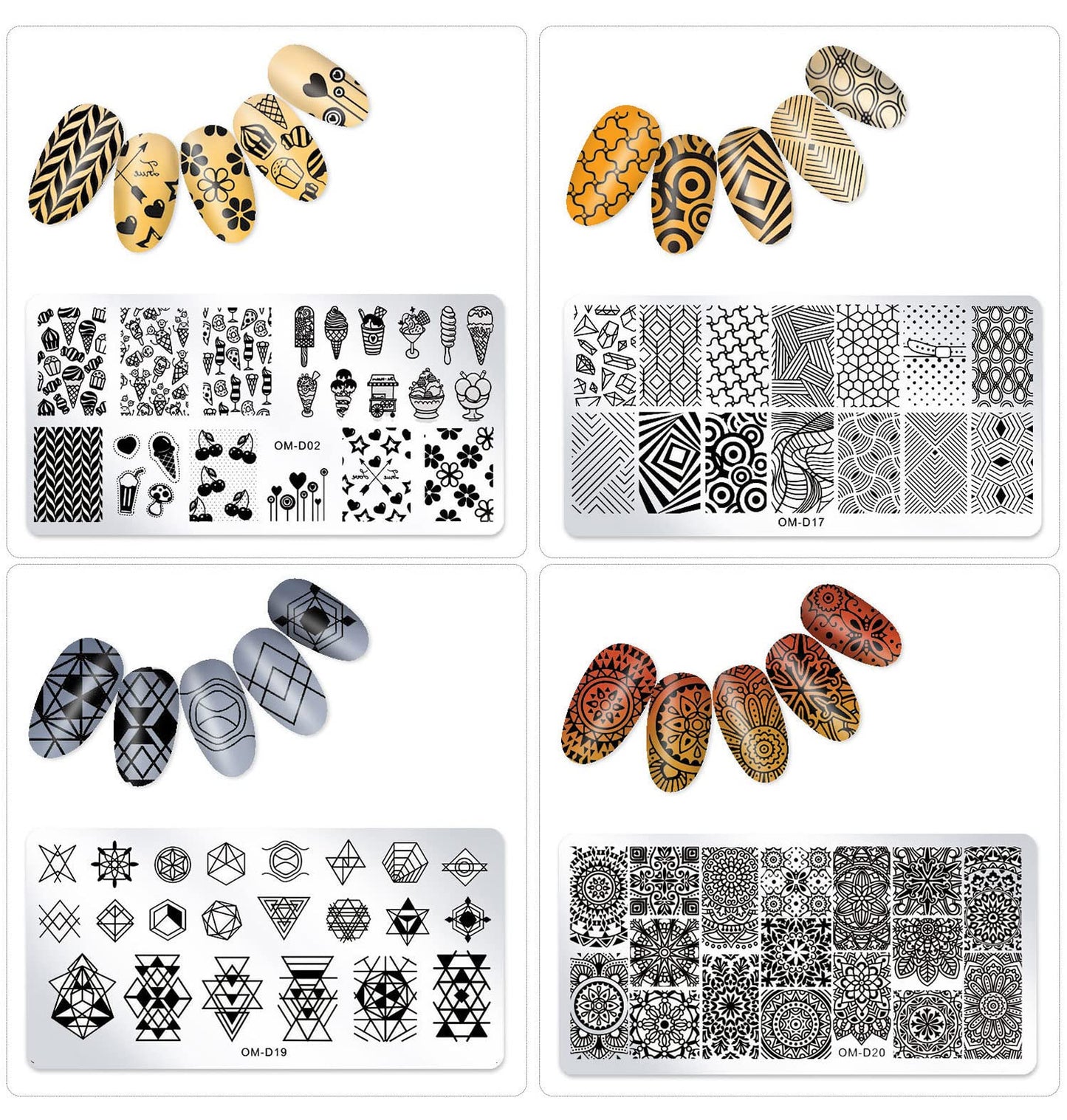 SILPECWEE 10pcs Nail Stamping Plates Nail Stamp Nail Art Plates Geometry Design Stamps Nail Stencil Manicure Templates Nail Art Accessories for DIY&Salon