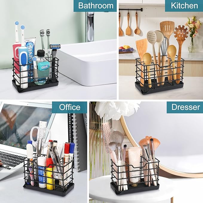 Chintu Toothbrush Holders for Bathrooms, Kids Electric Tooth Brush Holder and Toothpaste Holder for Bathroom Accessories Organizer with Tray, Multi-Slots (Large)