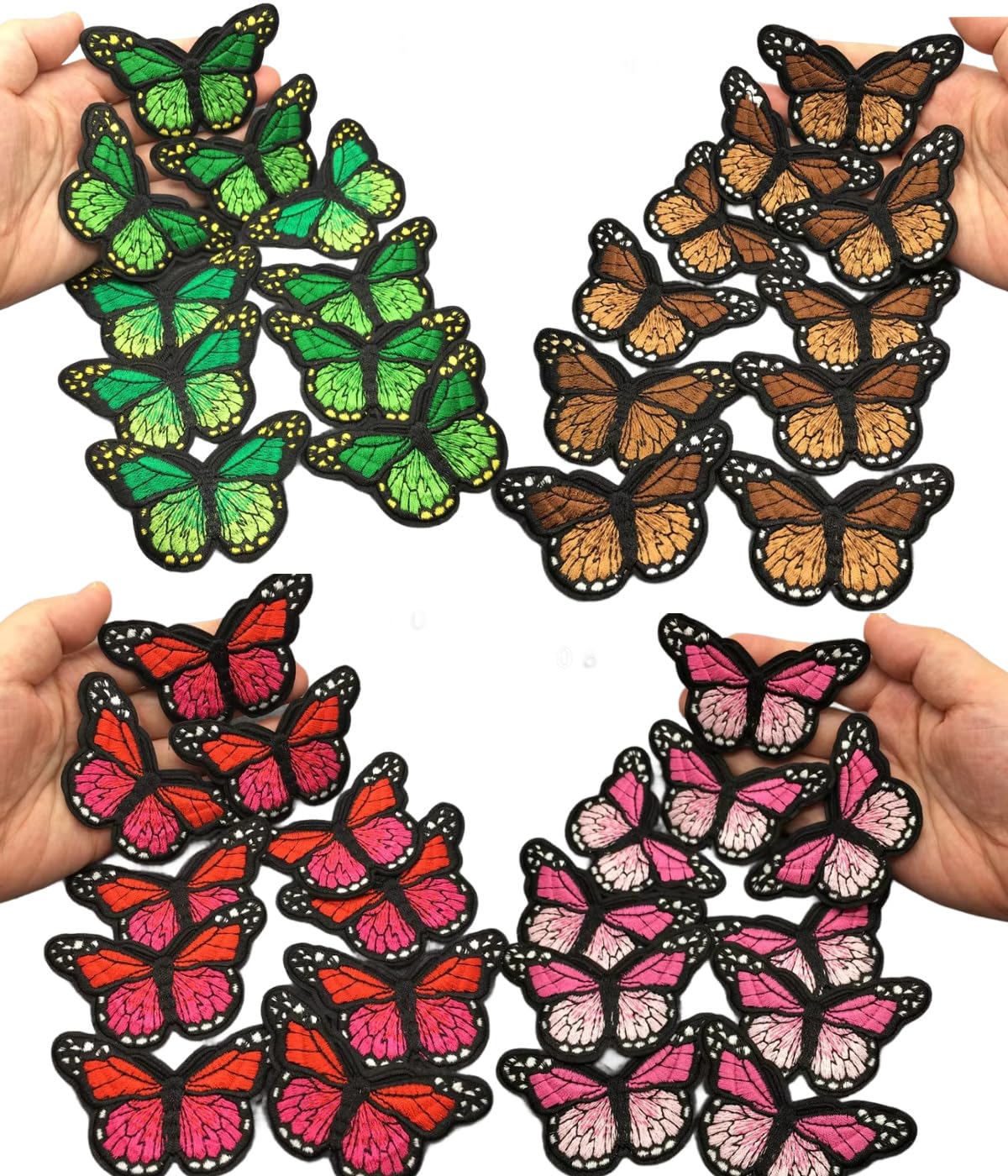 24pcs Cute Butterfly Iron on Patches Moth Embroidered Applique Repairing Patches for Hat Jean Jacket Dress Bag Shoe Decoration (Orange)