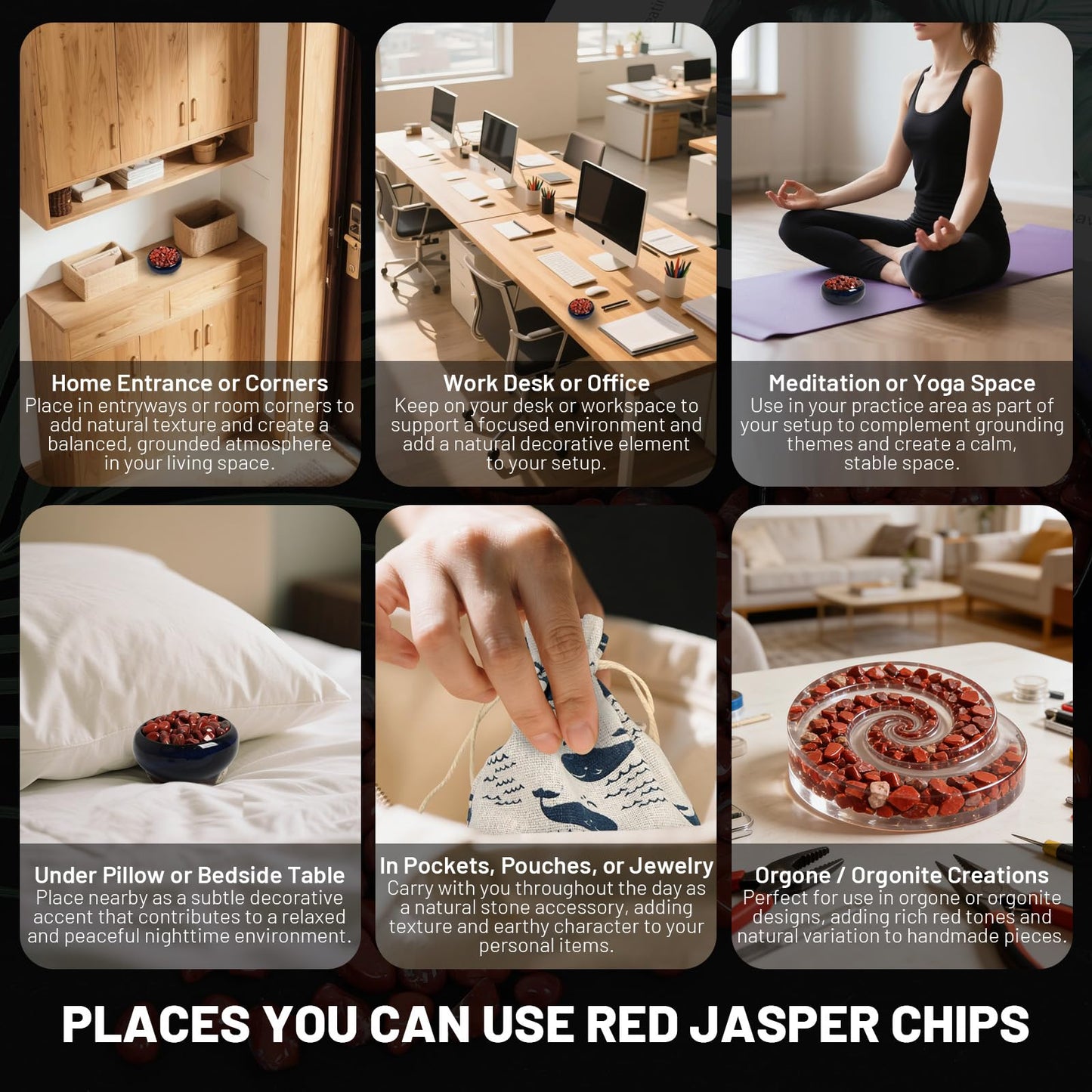 1.1lb Natural Red Jasper Crystal Chips-Red Jasper Healing Crystals Chips, Crushed Crystal Gemstones for Crafts, Beautiful Package for Gift