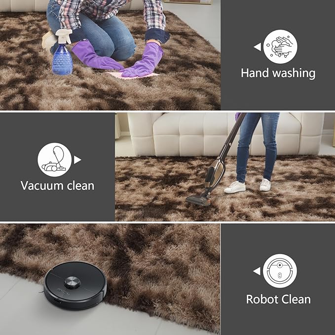 Shag Area Rugs for Bedroom Living Room,5X8 Ultra Soft Fluffy Area Rugs for Dorm,Indoor Carpet Nursery Rugs for Kids Girls Room Home Decor, Mottling Brown