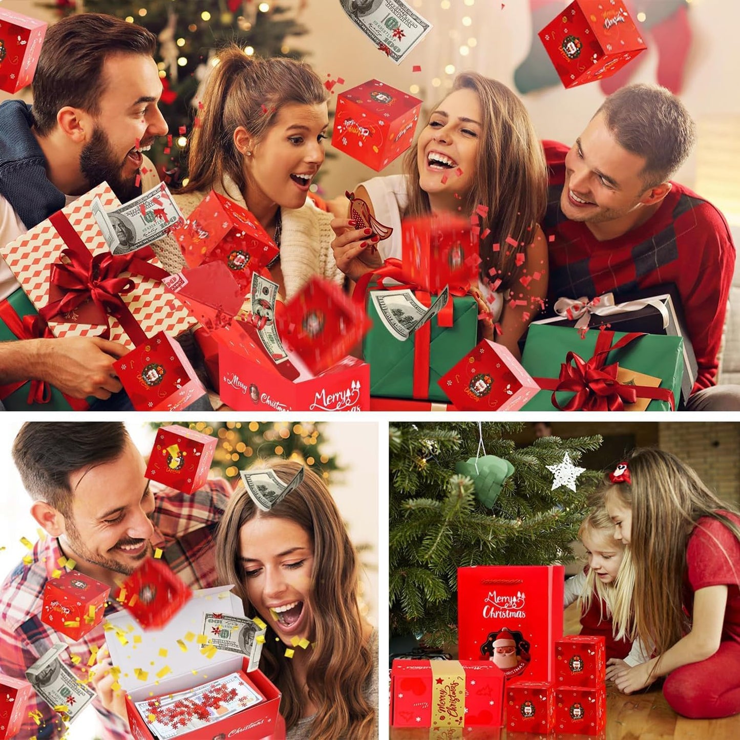 16pcs Surprise Gift Box Explosion for Money, 2025 Newly Folding Pop-Up Explosion Gift Box, Surprise Box Gift Box for Money, Christmas Boxes Explosion Gift Box for Money and Birthday(Red)