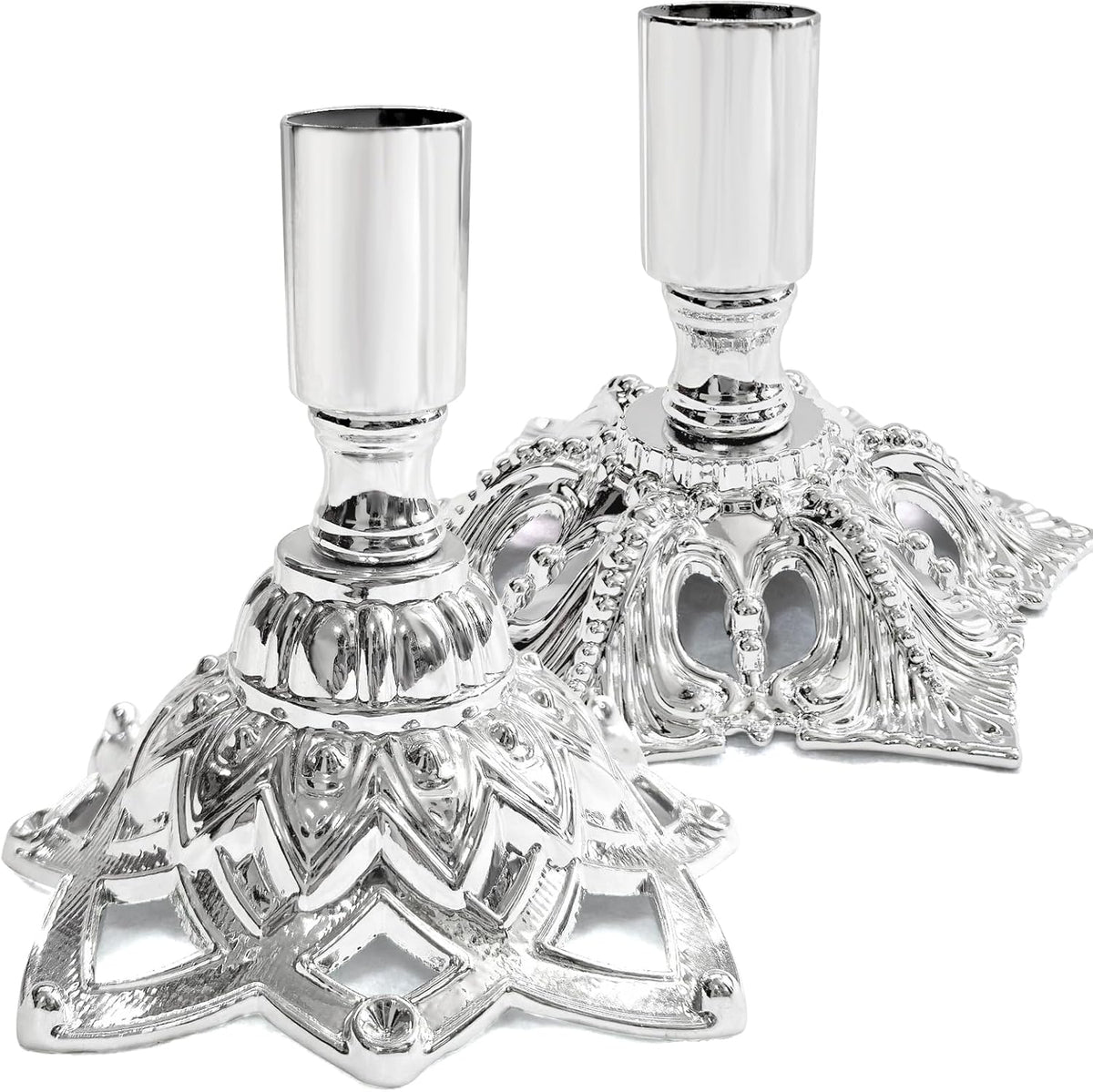 Candlestick Holders,Taper Candle Holder for Candlesticks Silver Plated Candle Metal Stick Candle Holders for Fireplace,Party, Dining,Wedding Decor,Fits 3/4 inch Thick Candle(Set of 2Pcs)